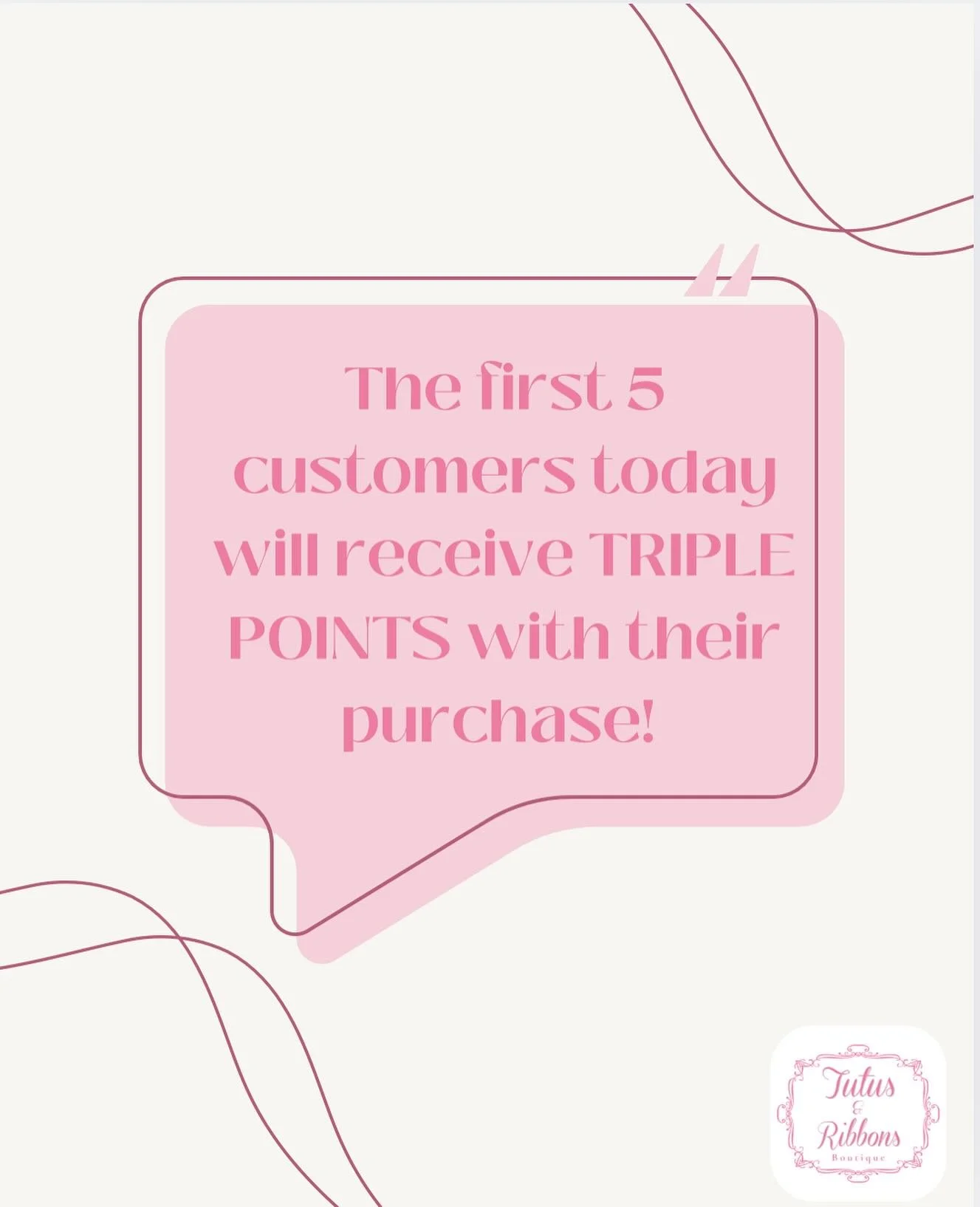 ✨Triple the Points, but only the first 5 customers today!! 🩰
&bull;
&bull;
#tutusandribbons #tutusandribbonssatx #boutique #ballet #dance #triplepoints #shop