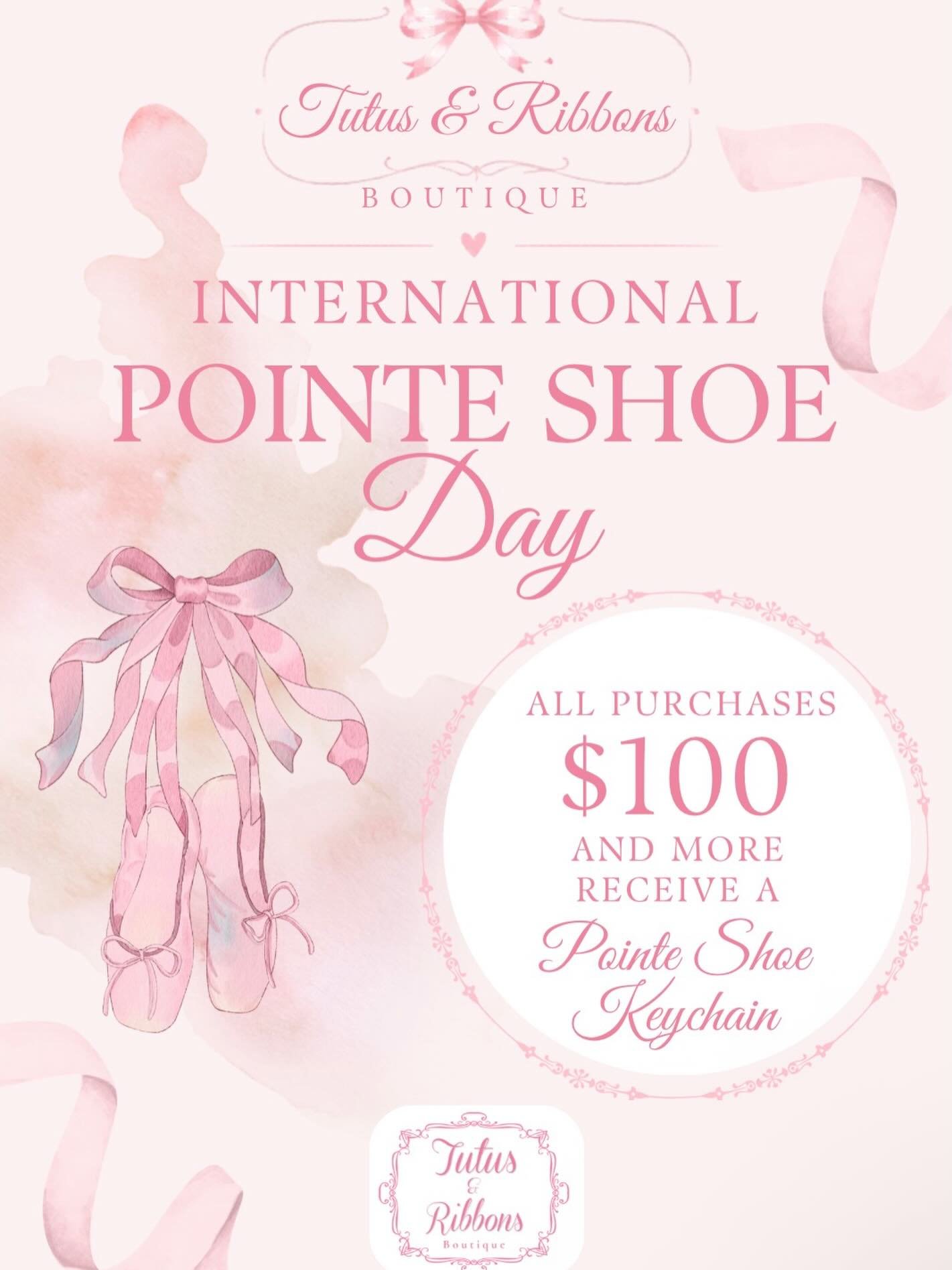 🩰✨ Happy International Pointe Shoe Day! ✨🩰

Celebrate with us today&mdash;when you spend $100 or more, you&rsquo;ll receive a FREE pointe shoe keychain as our little gift to you 🎁💖

It&rsquo;s the perfect time to treat yourself (or your dancer 💕