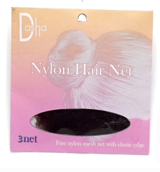 Fine nylon mesh hair net with elastic edge. Comes in basic hues to match many hair colors.