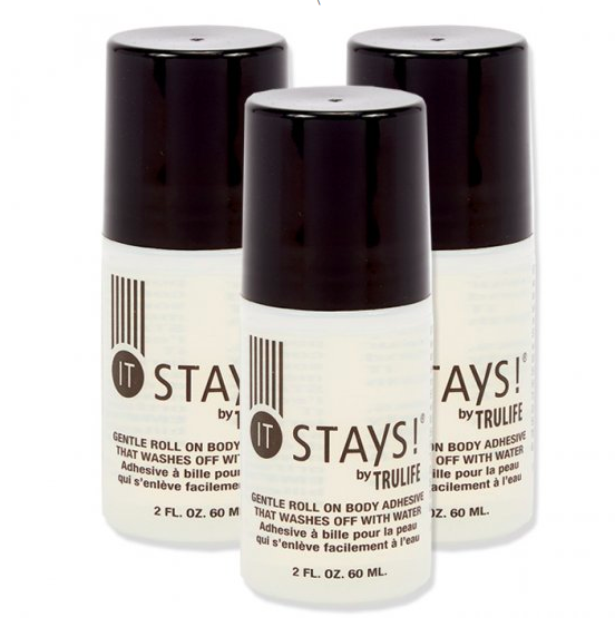 Specially designed to keep support products in place. Also great for hair pieces and shoulder straps. Roll-on applicator applies with ease, allows complete comfort and flexibility of movement. This adhesive will not pull skin or hair, wipes off with