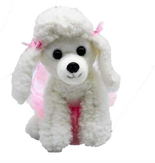 Made with high quality shed free fabric and durable stitching, this irresistible poodle plush is designed to last through years of play. This snuggly poodle features pink bows and a pink tutu.
Measures approximately 9"