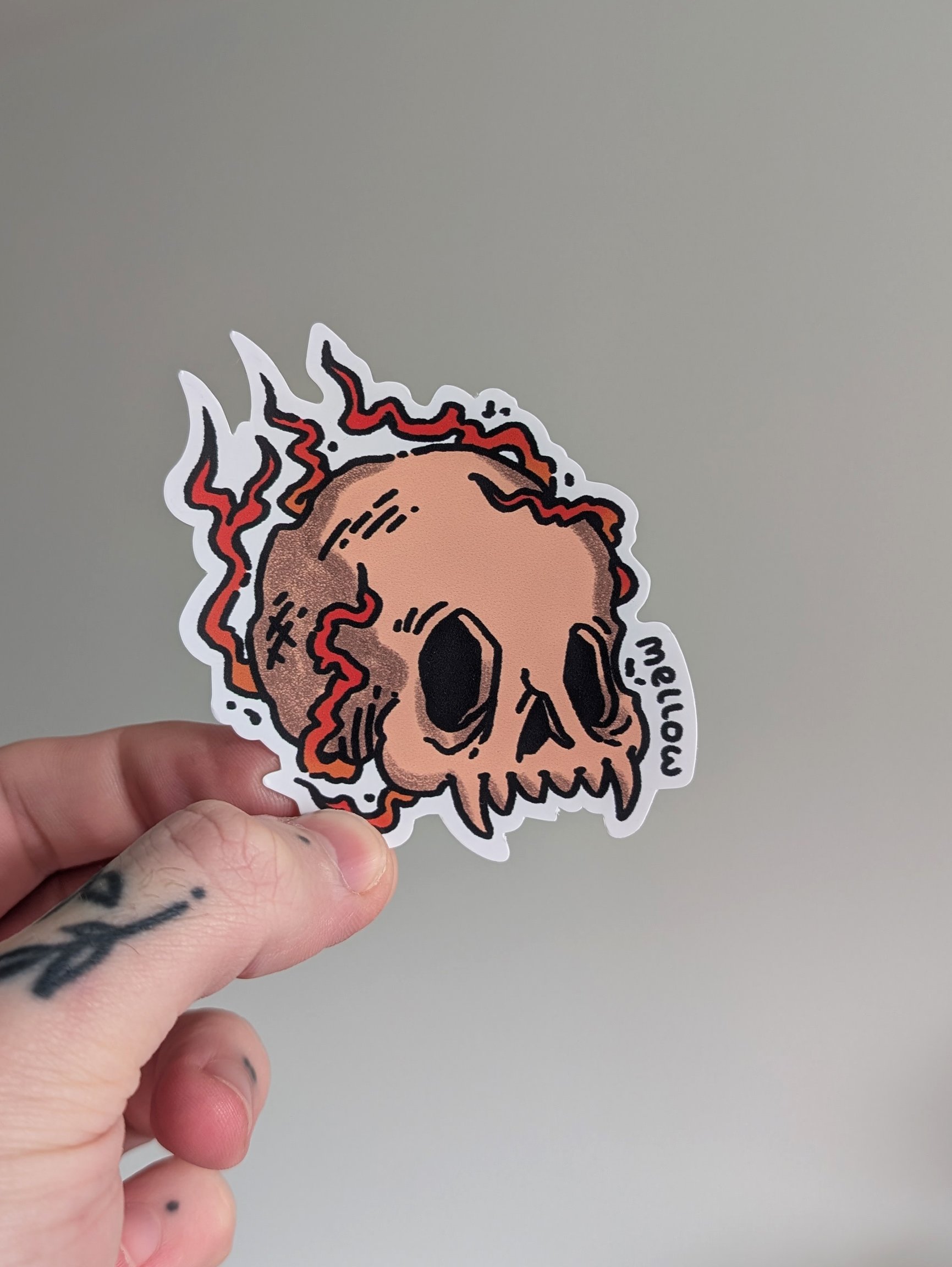 Flamin' Skull Sticker