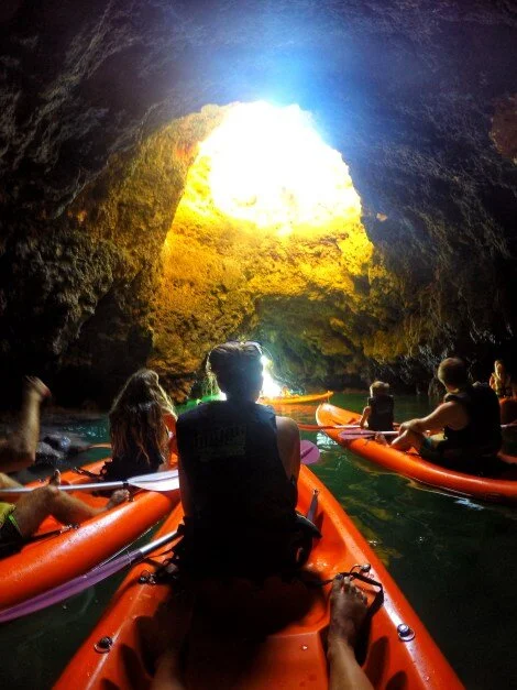 Kayaking through caves in Lagos