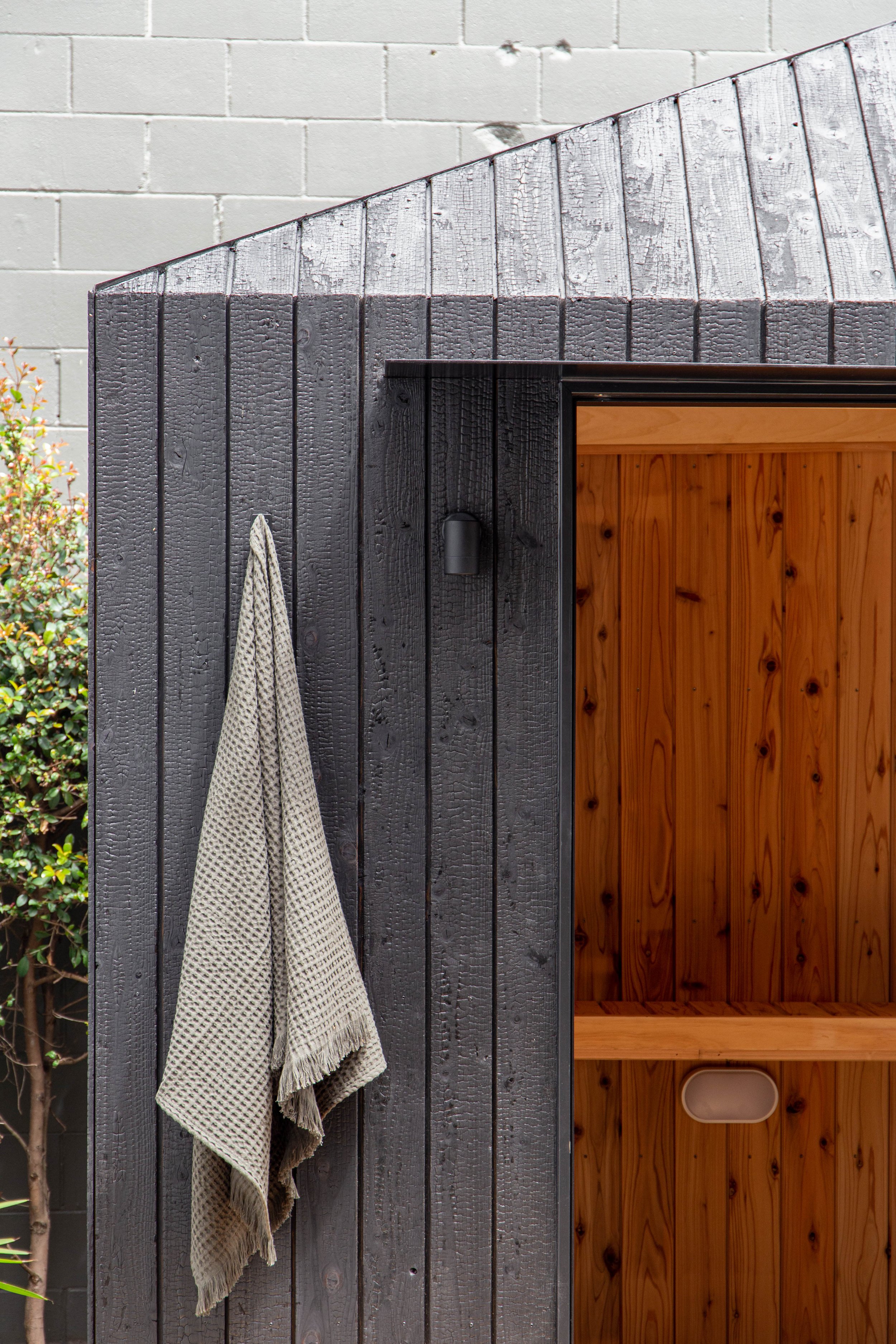 Yakisugi pyramid outdoor sauna