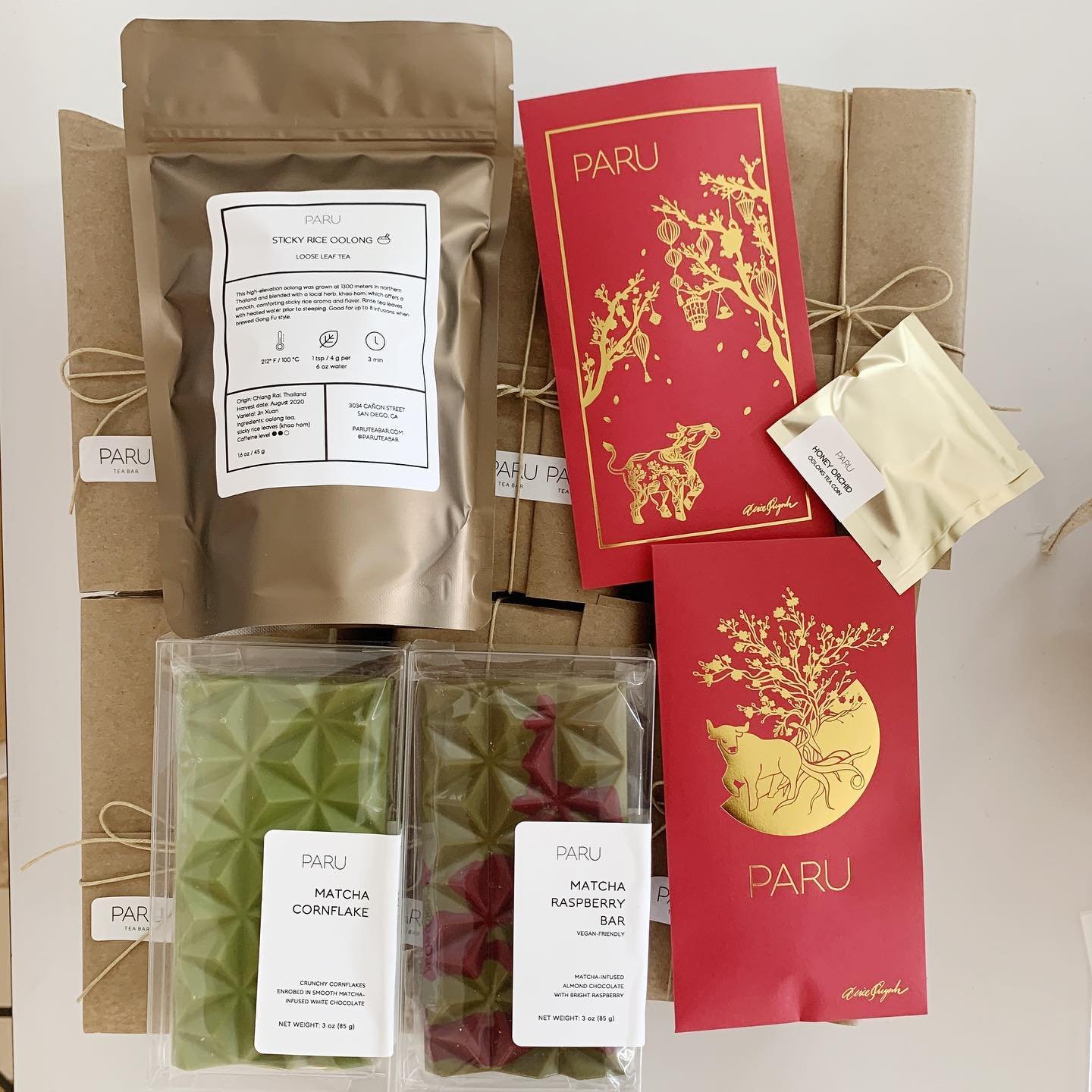 Year of the Ox red envelopes, design custom made for PARU Tea Bar's Lunar New Year tea set