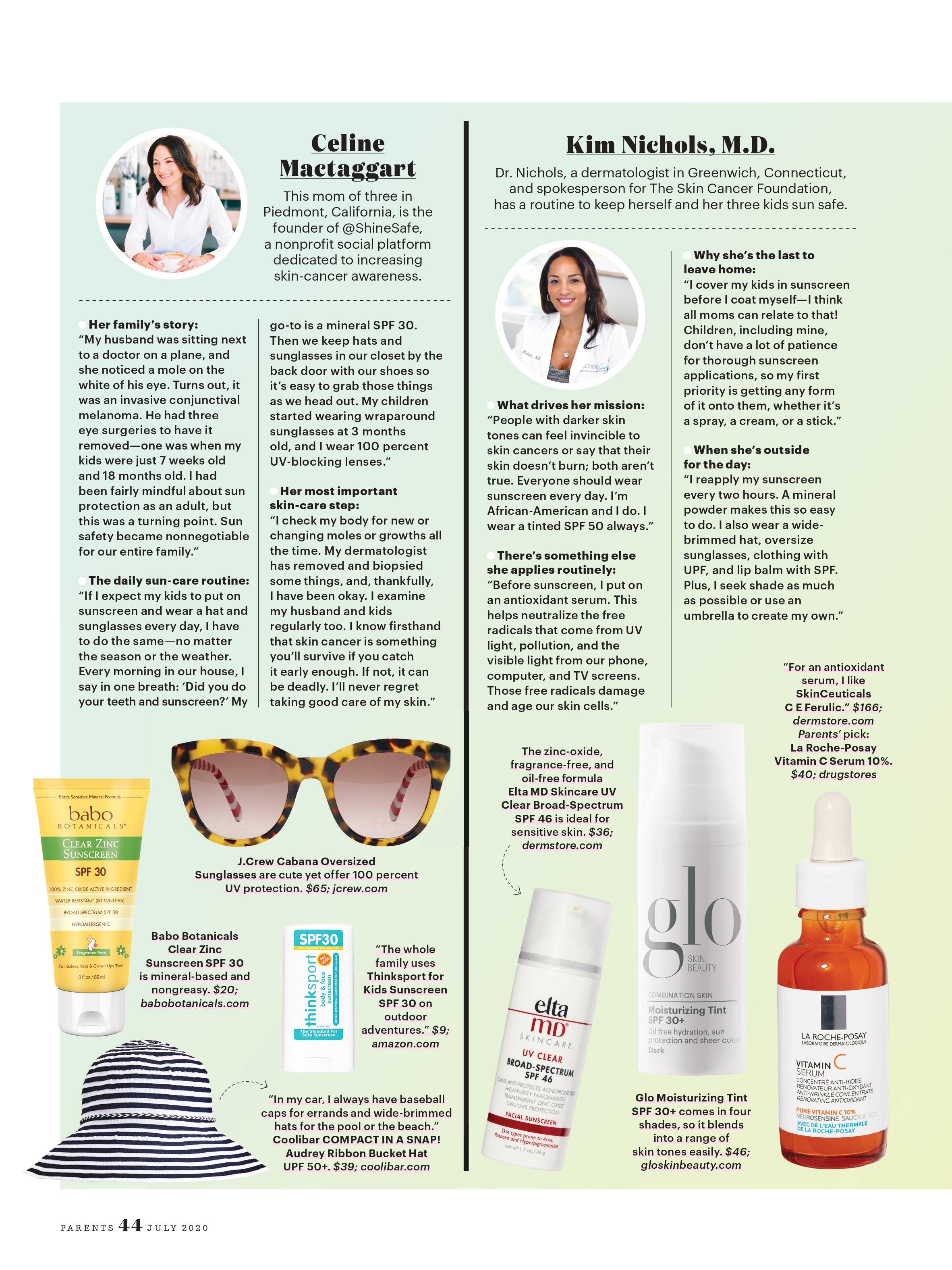 Skin Cancer Foundation spokesperson, Kim Nichols, MD, featured in Parents Magazine