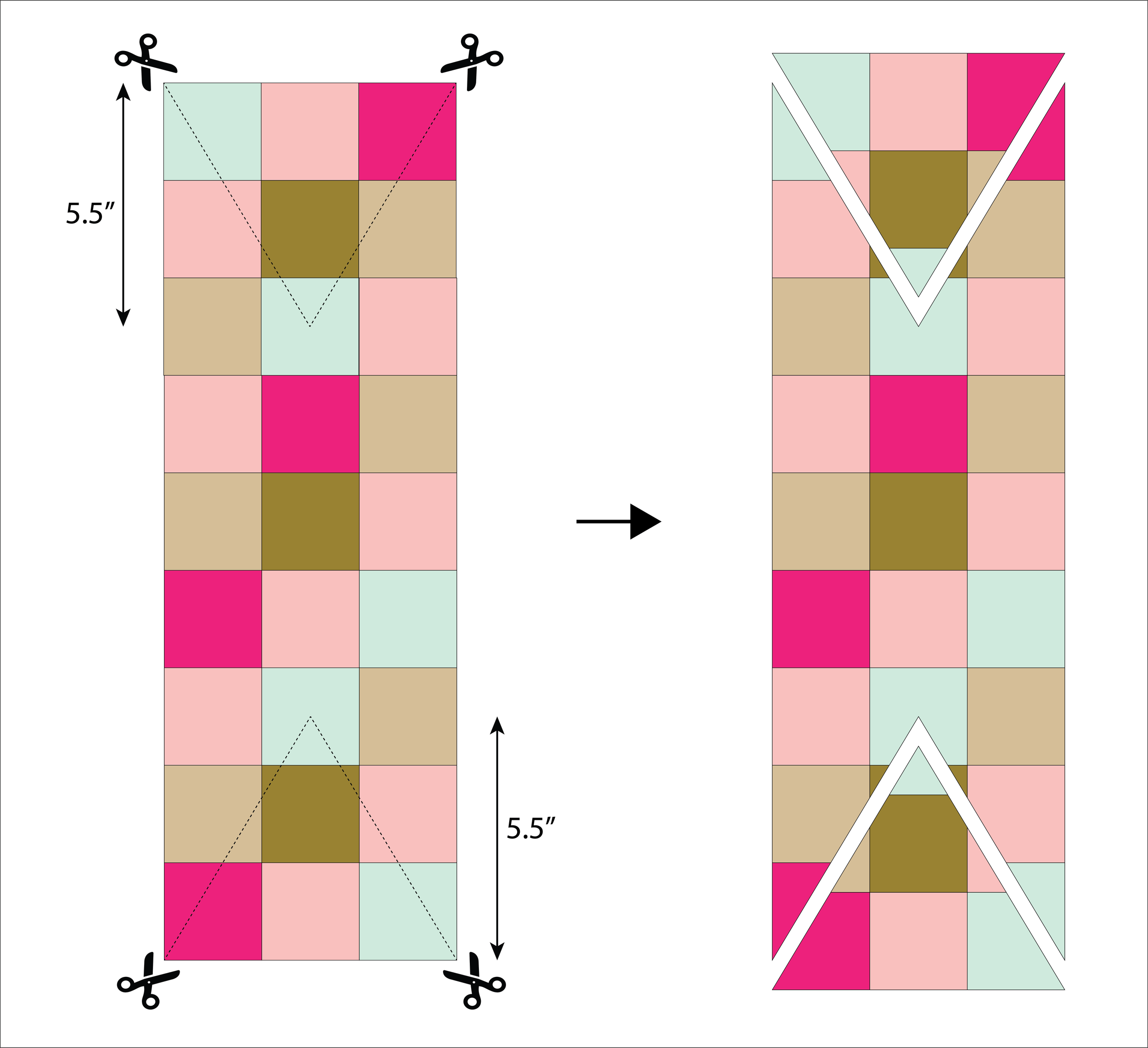 diagram showing how to cut the tail piece