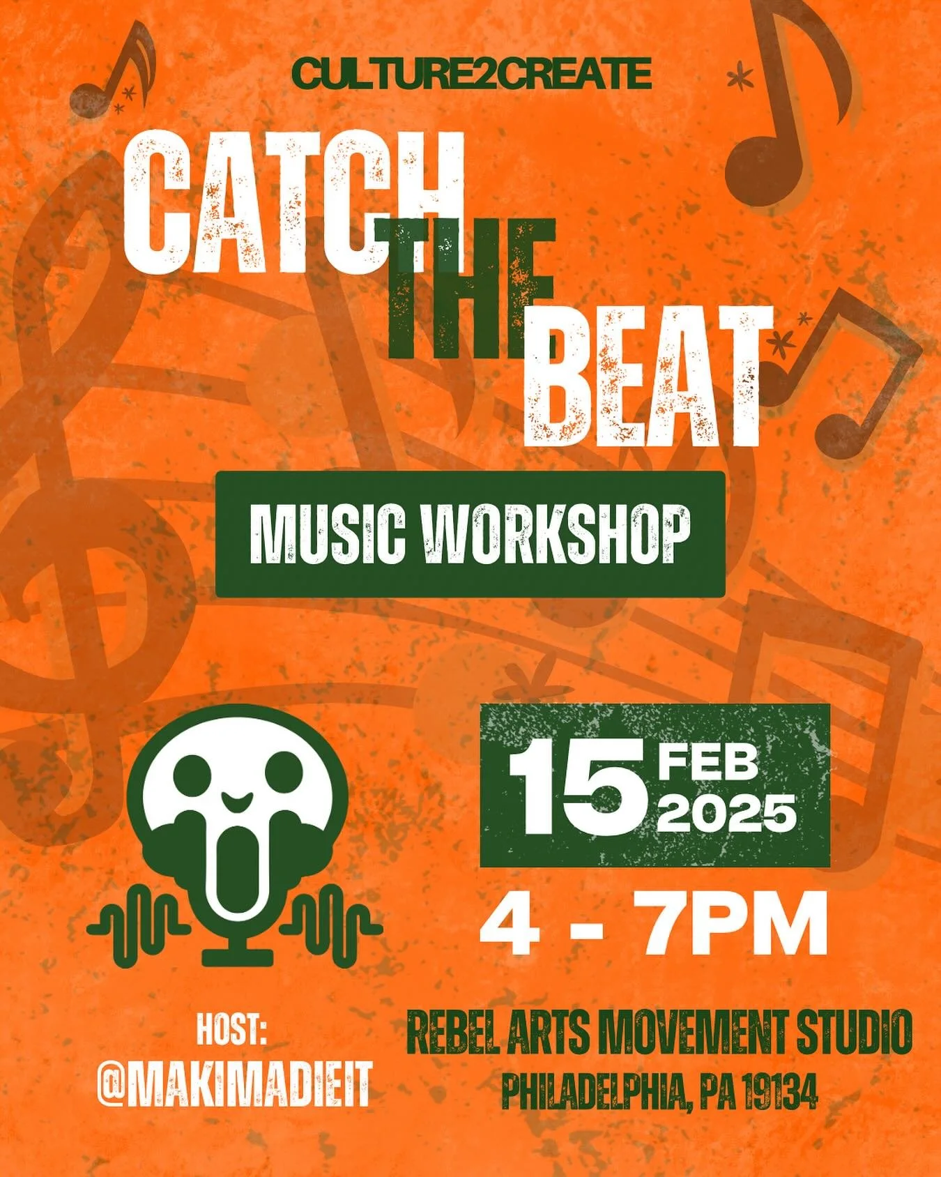 Catch the Beat! 🎶 Join our hands-on music workshop!

Hosted by @makimadeit @jeremaki_ 

📆 Saturday, February 15th, 2025 @4PM
📍Rebel Arts Movement Studio

RSVP REQUIRED ‼️ | LIMITED SPOTS AVAILABLE 🗣️ LINK IN BIO 🔗

You&rsquo;ll learn the basics 