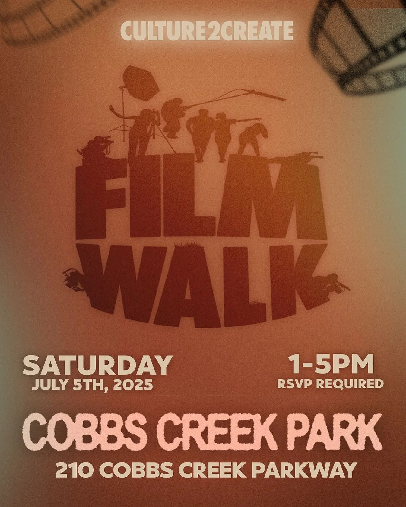 Join us! All actors, filmmakers, photographers, dancers and other creatives as we resonate art with nature at Cobbs Creek Park!🍂☘️

🗓️Saturday July 5th, 2025 from 1-5pm🗓️

*A film walk is an immersive journey through a location, intended to explor