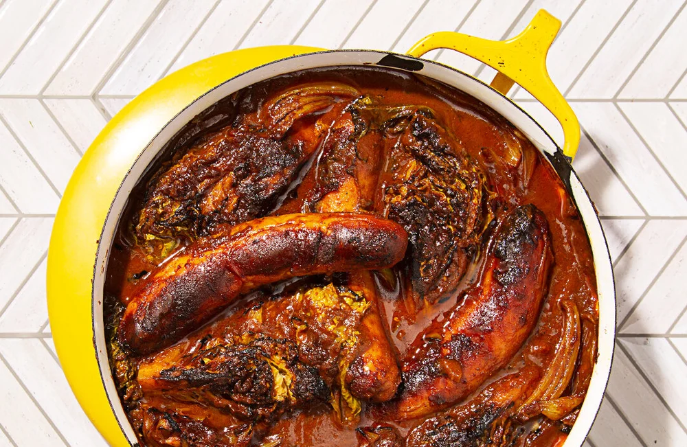 Currywurst Braised with Cabbage, Onions, and Beer. — EAT SHALLOT