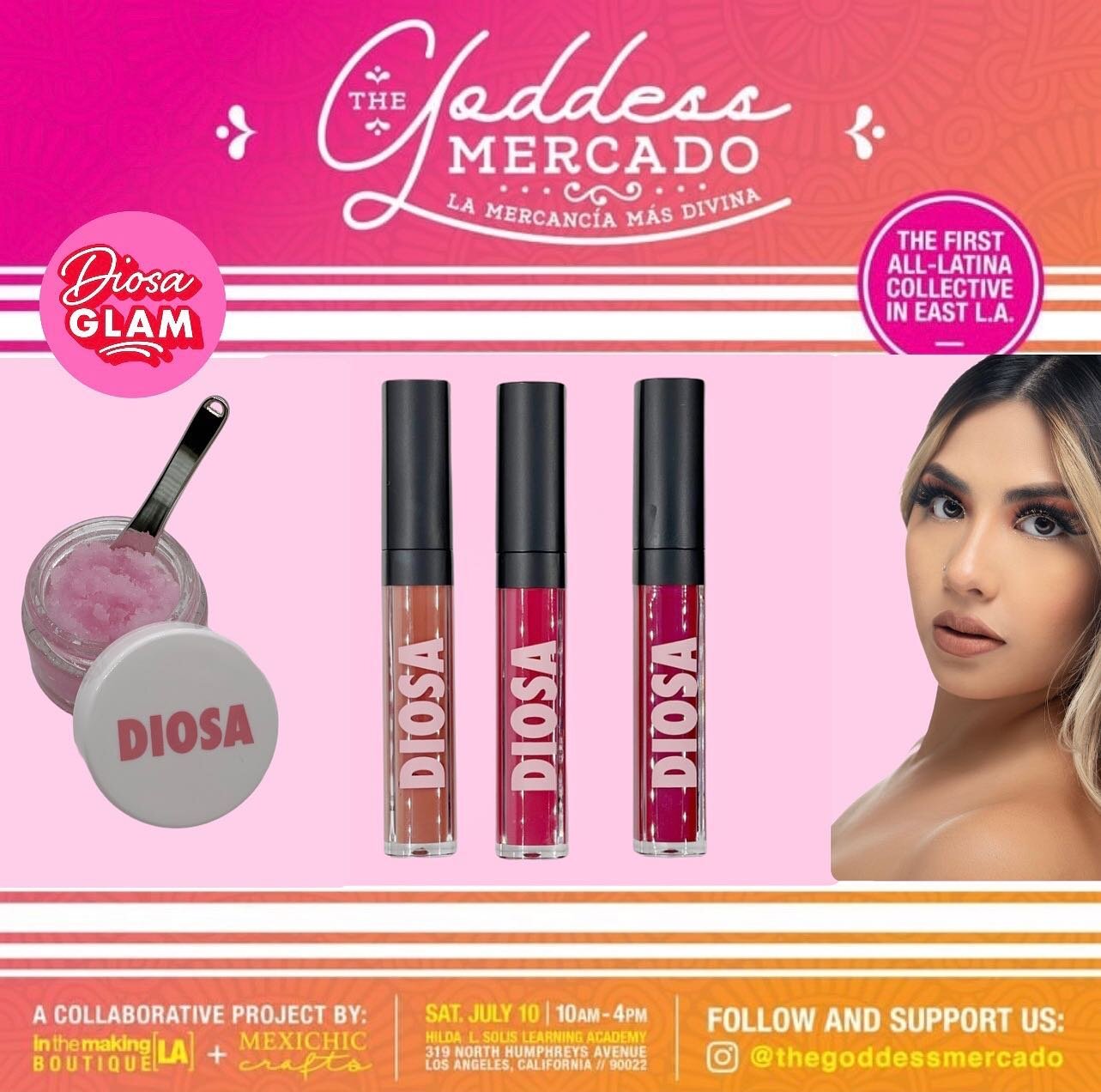 HEY DIOSAS!
WE are back for a HOT Summer🔥Come by for a good time with the DIOSAS of East Los
Sat. June 10th @thegoddessmercado 
10am-4pm 
@ Hilda Solis Learning Academy 
319 N. Humphreys 90022

Come say Hi!💋