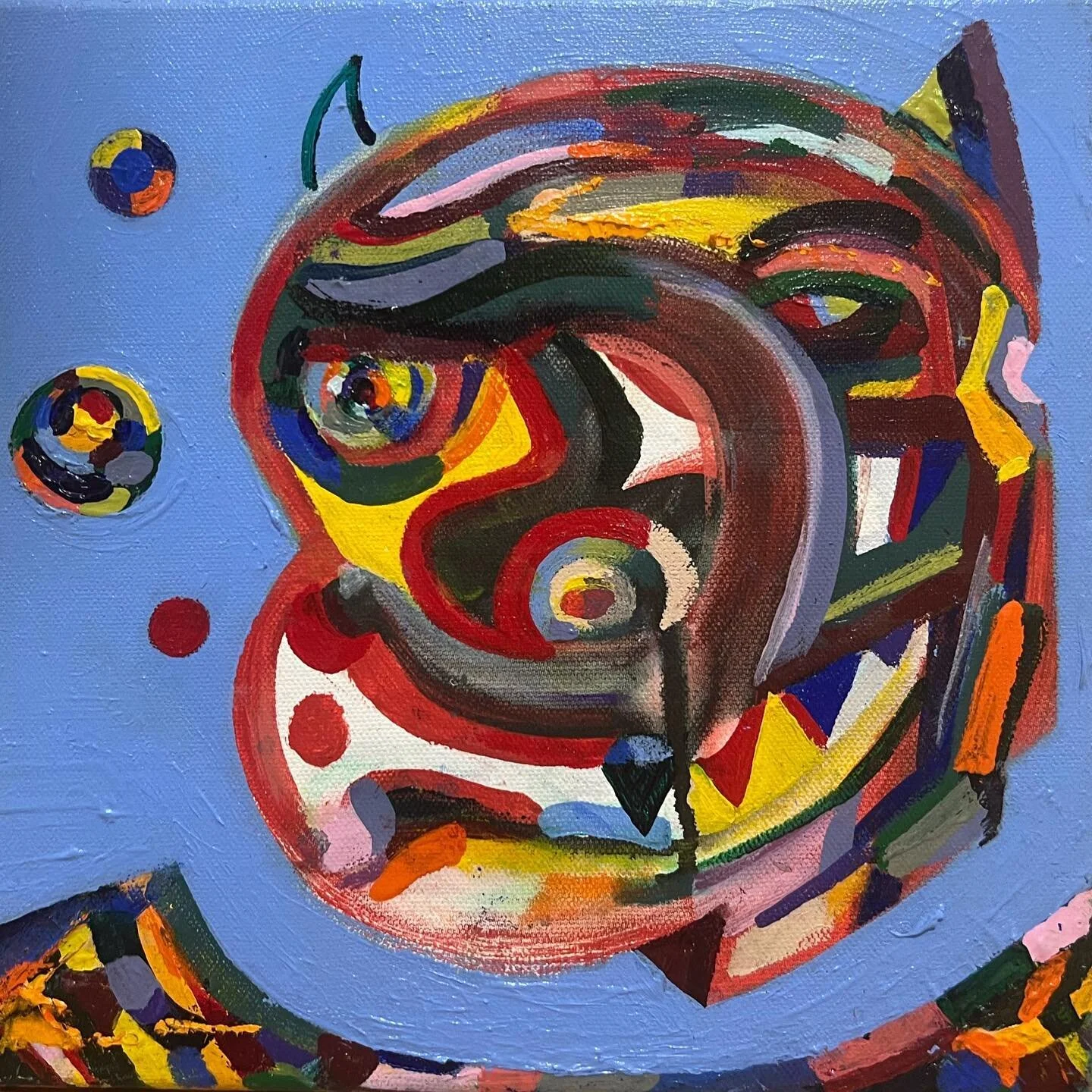 &lsquo;bubbles&rsquo; 
(self portrait) 
acrylic on canvas 
25 x 25cm
2023