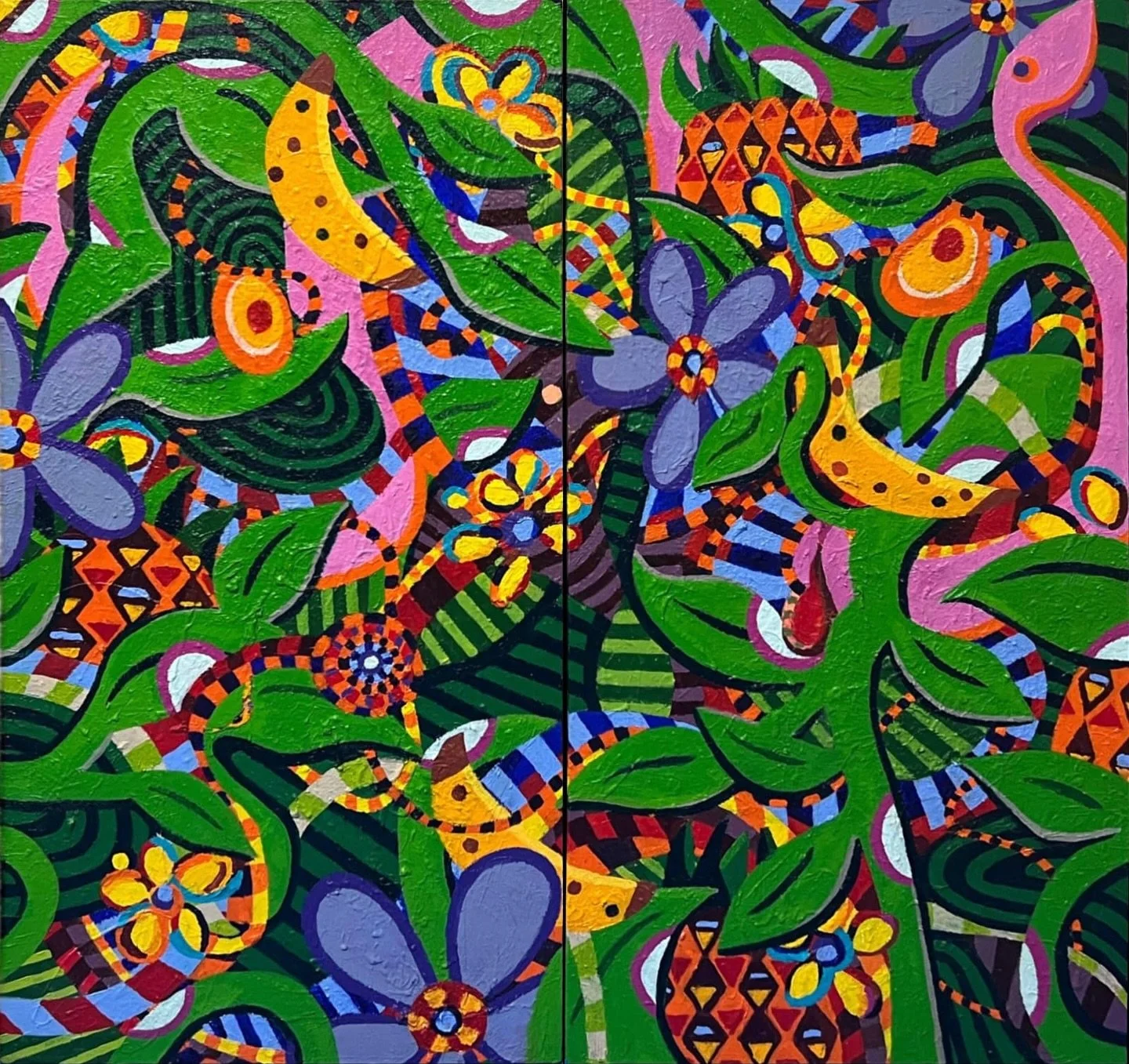 &lsquo;abundance&rsquo;
2020-2024
acrylic on canvas 
120 x 124 cm