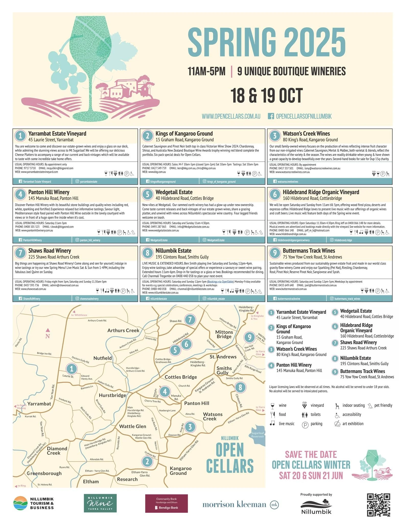 Plot your perfect trail this Spring ✨ Our Open Cellars of Nillumbik 2025 map &amp; highlights guide is here! 

Tag your wine-loving crew and start planning your weekend of small-batch wines, stunning views, and unforgettable stops. 

You can download