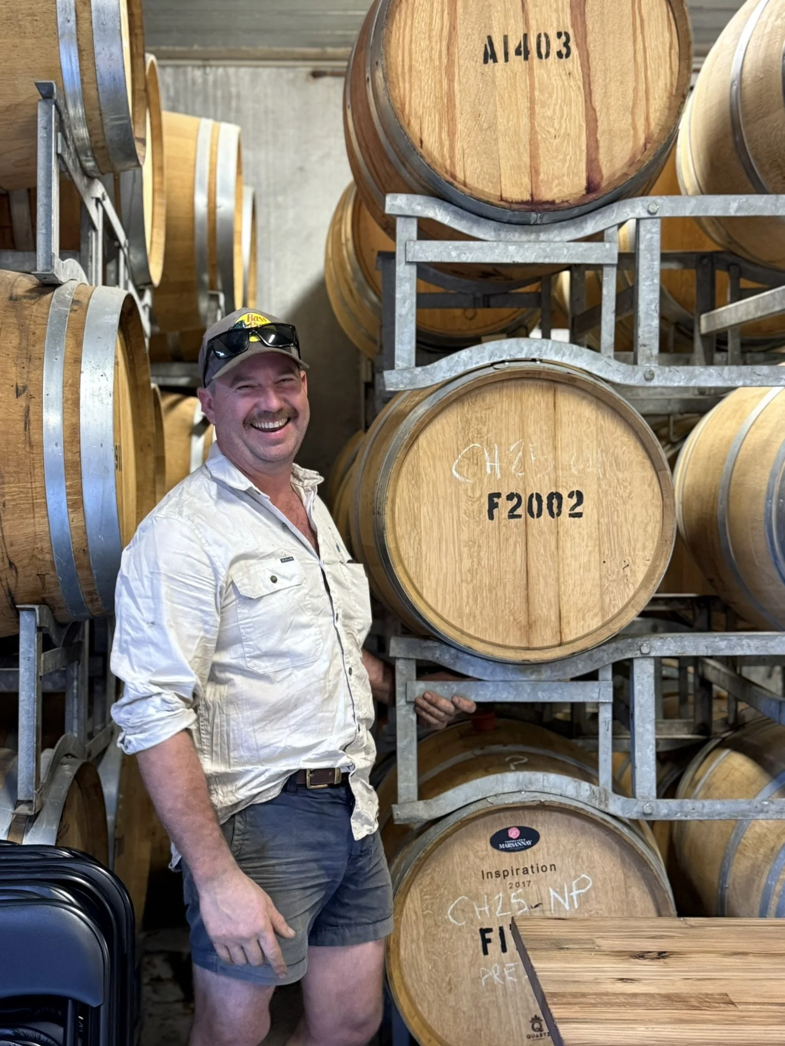 George Apted Jnr at Shaws Road Winery cellar.JPEG