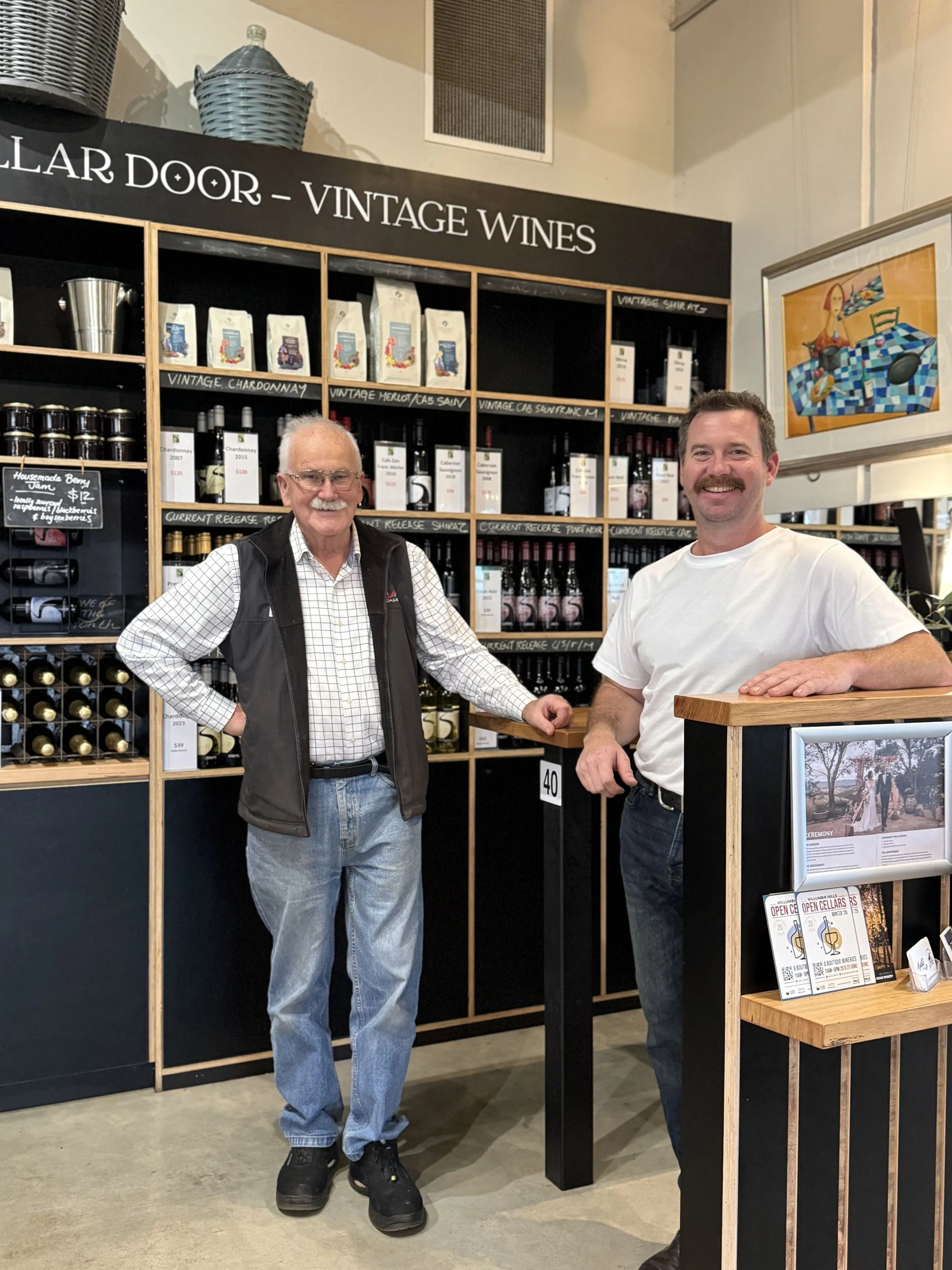 George Apted Snr, George Apted Jnr at Shaws Road Winery