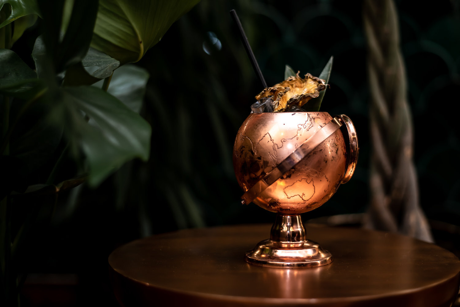 Bronze globe cocktail, London Drinks photography, Zodee Media