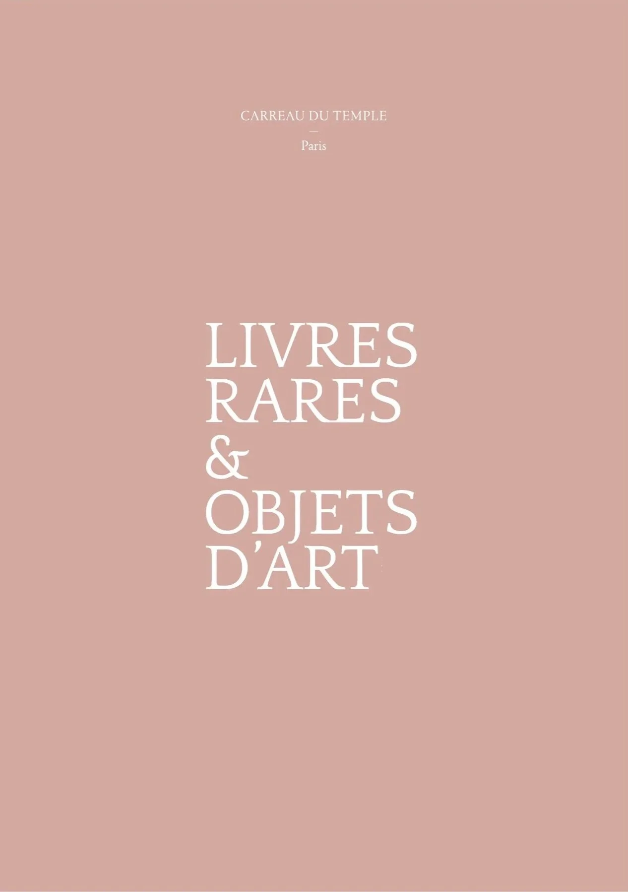 Couverture d'un livre ou d'une affiche avec un fond rose pâle, qui indique B R A X et l'emplacement d'une exposition ou d'une vente d'objets rares, livres et œuvres d'art à Paris.