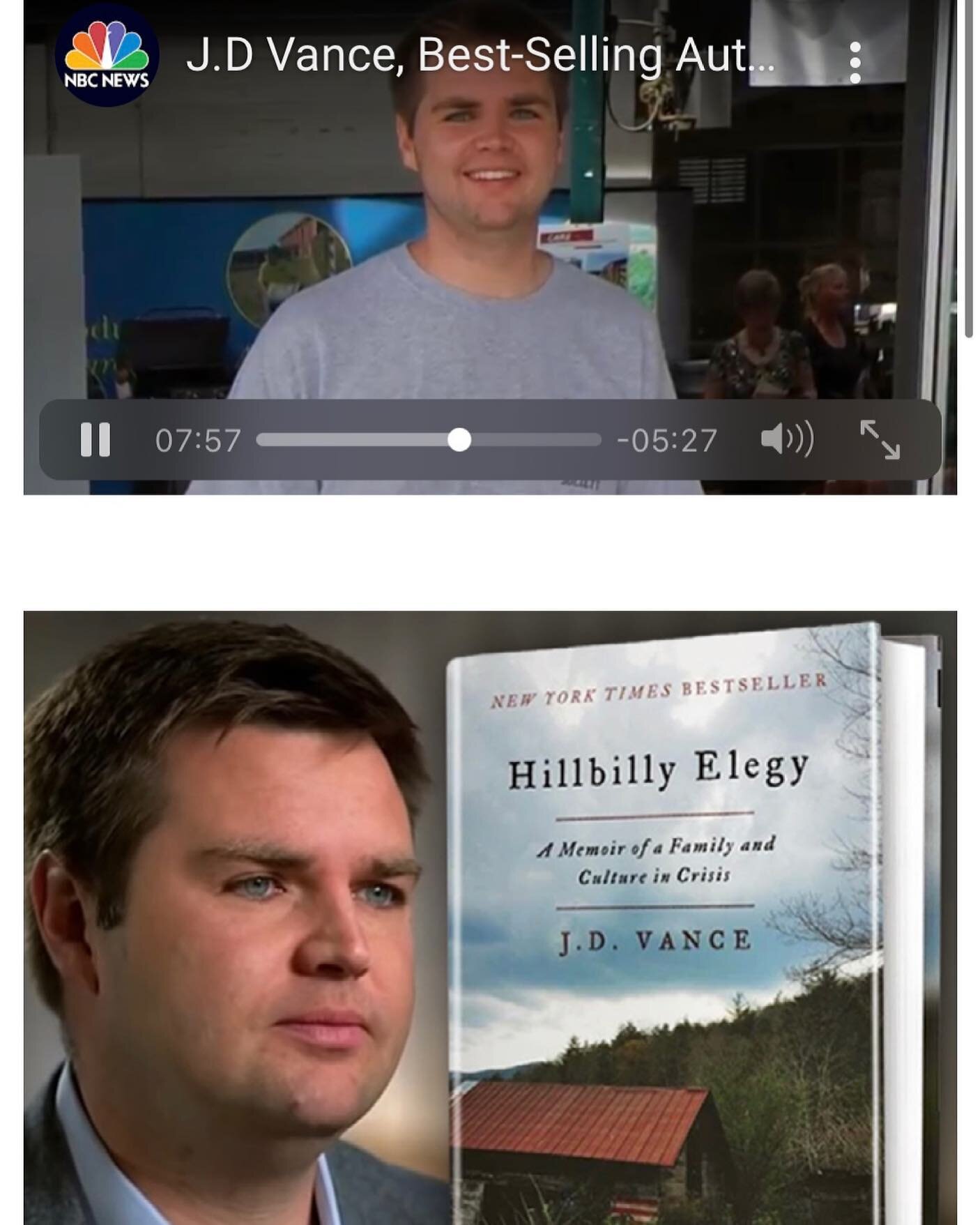 I watched JD Vance&rsquo;s story transformed onto the screen. About poverty, domestic abuse &amp; substance abuse and the inevitable toll it takes on the family. And the I watched an NBS interview with JD Vance &amp; Megyn Kelly that detailed the rea