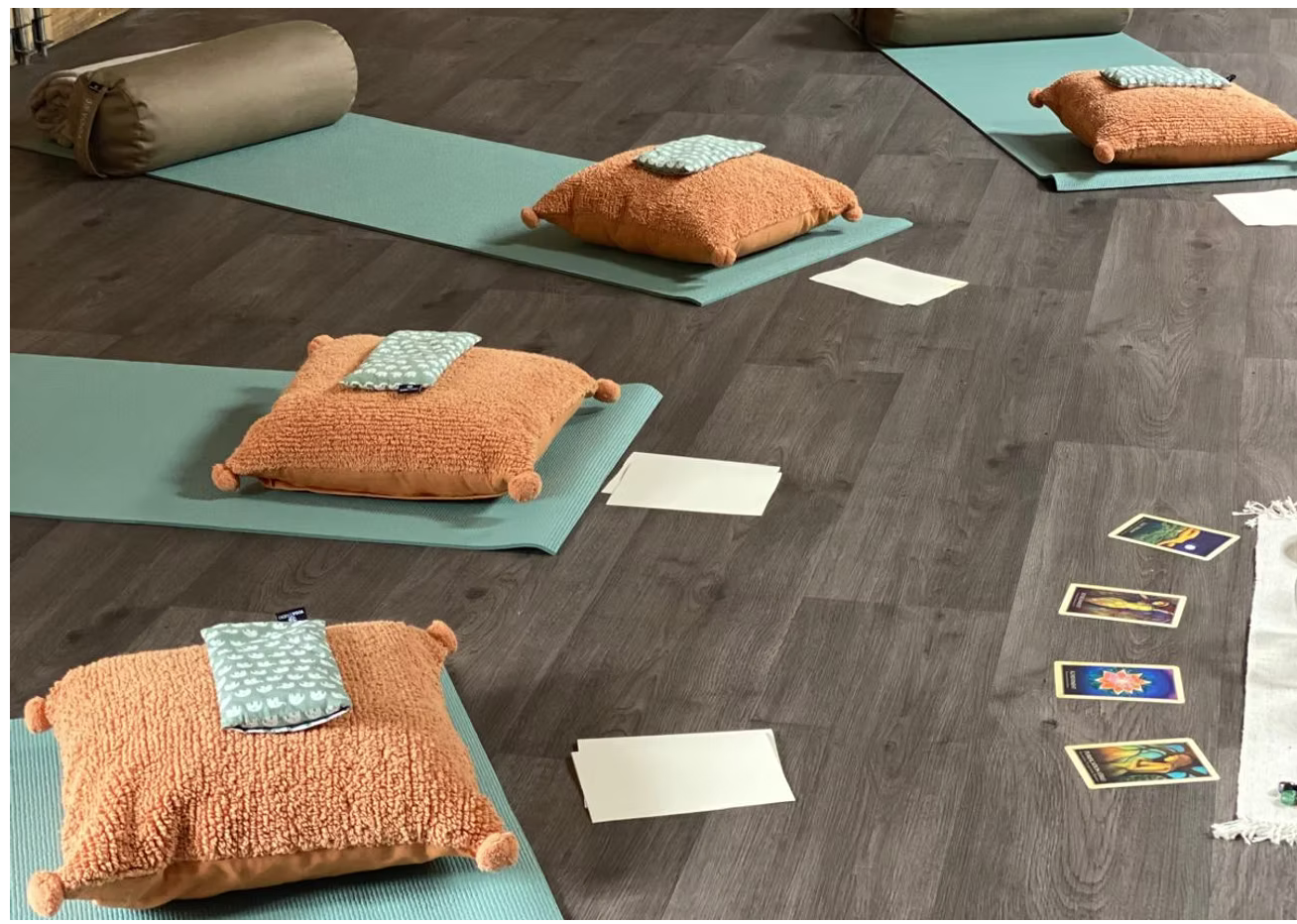 Yoga studio with mats and blocks at Old Rectory House Somerset