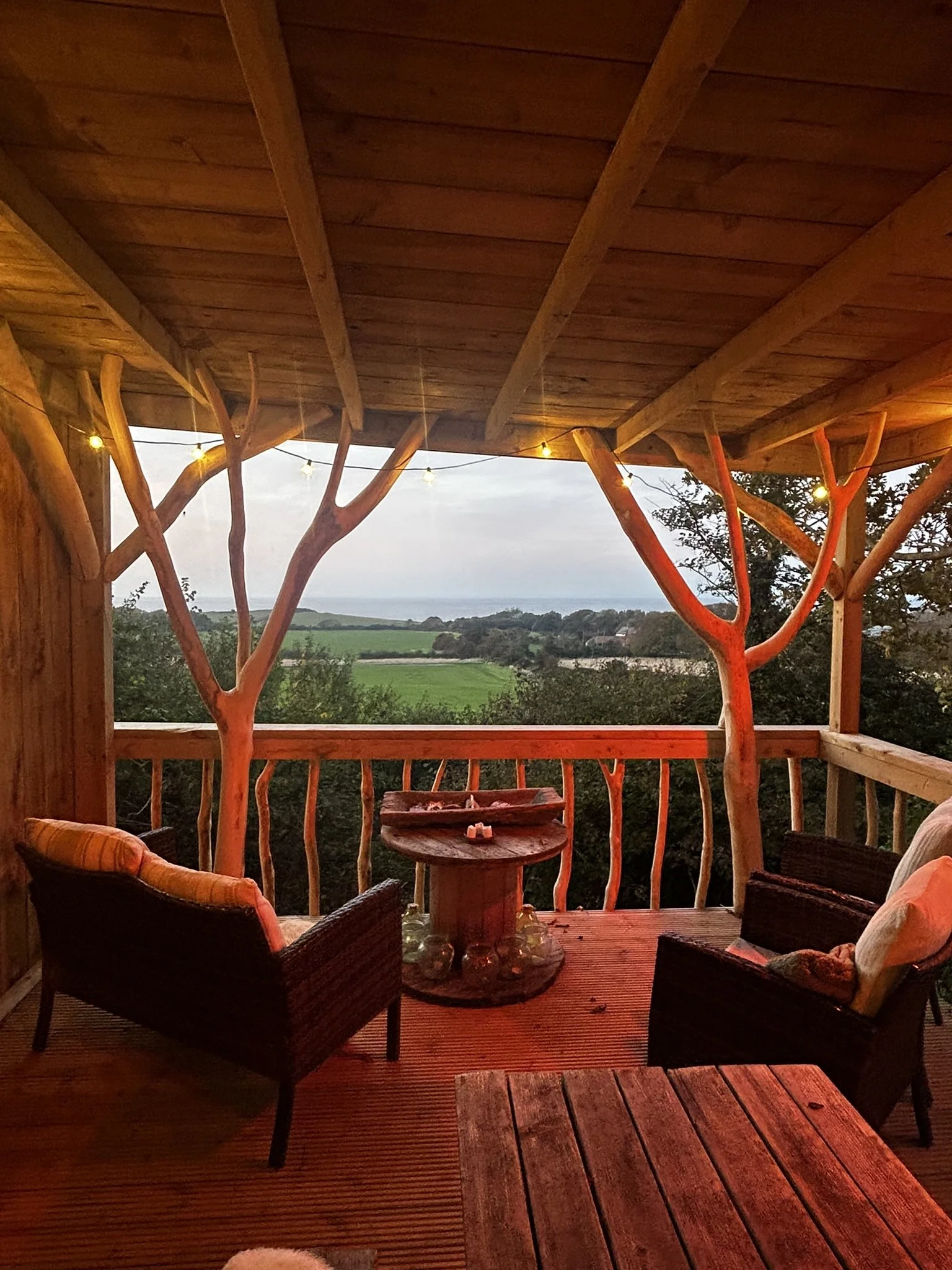 View of countryside at Woodland Sanctuary Old Rectory House Somerset