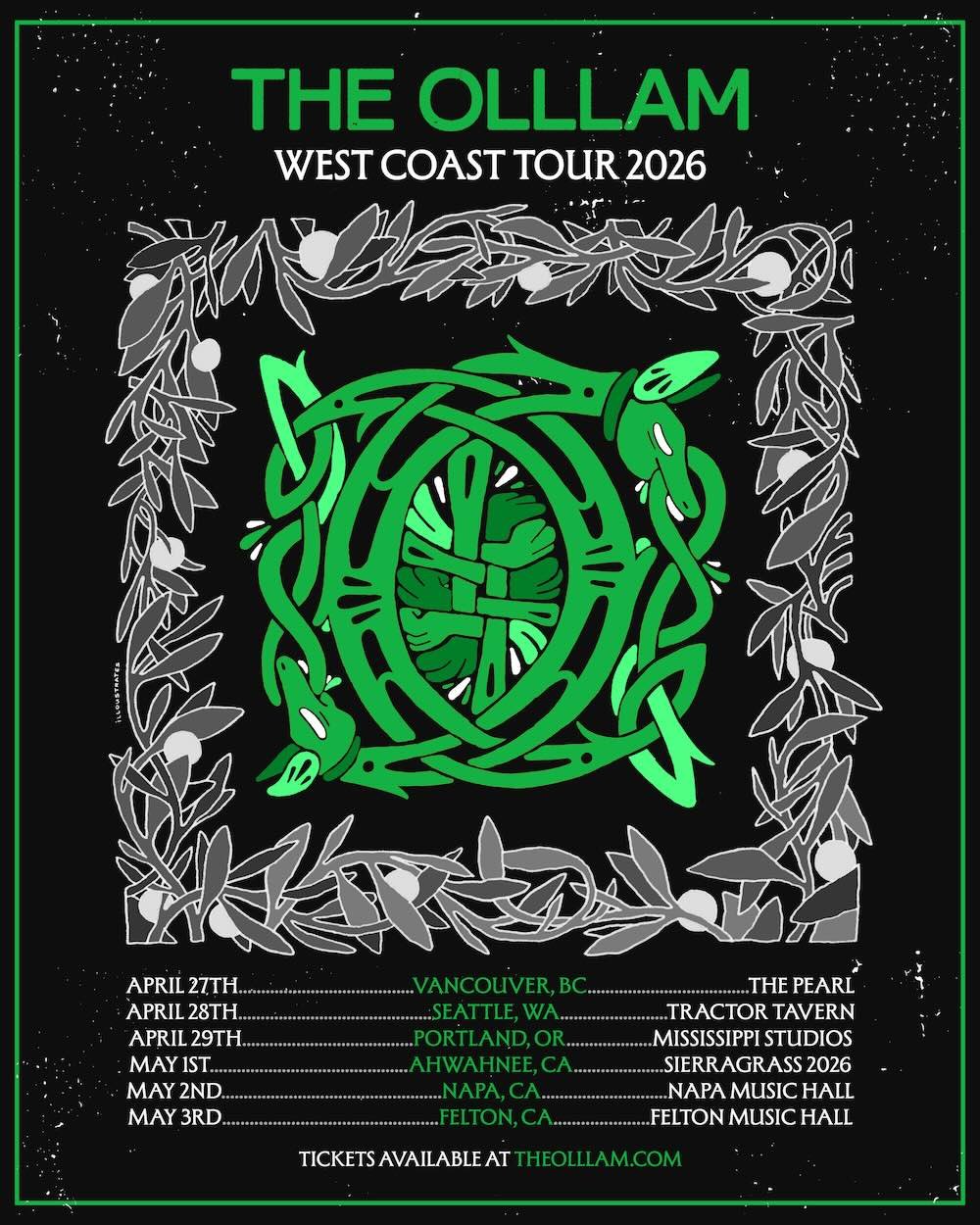 The olllam West Coast US Tour 2026 poster