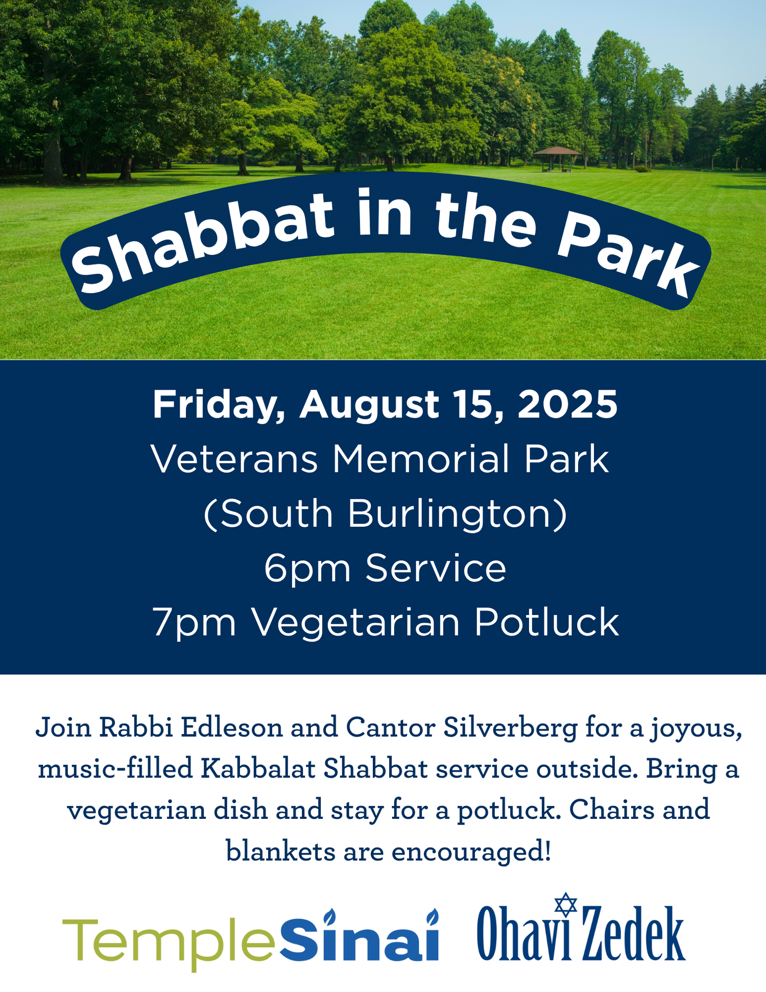 Shabbat in The Park with Ohavi Zedek & Temple Sinai