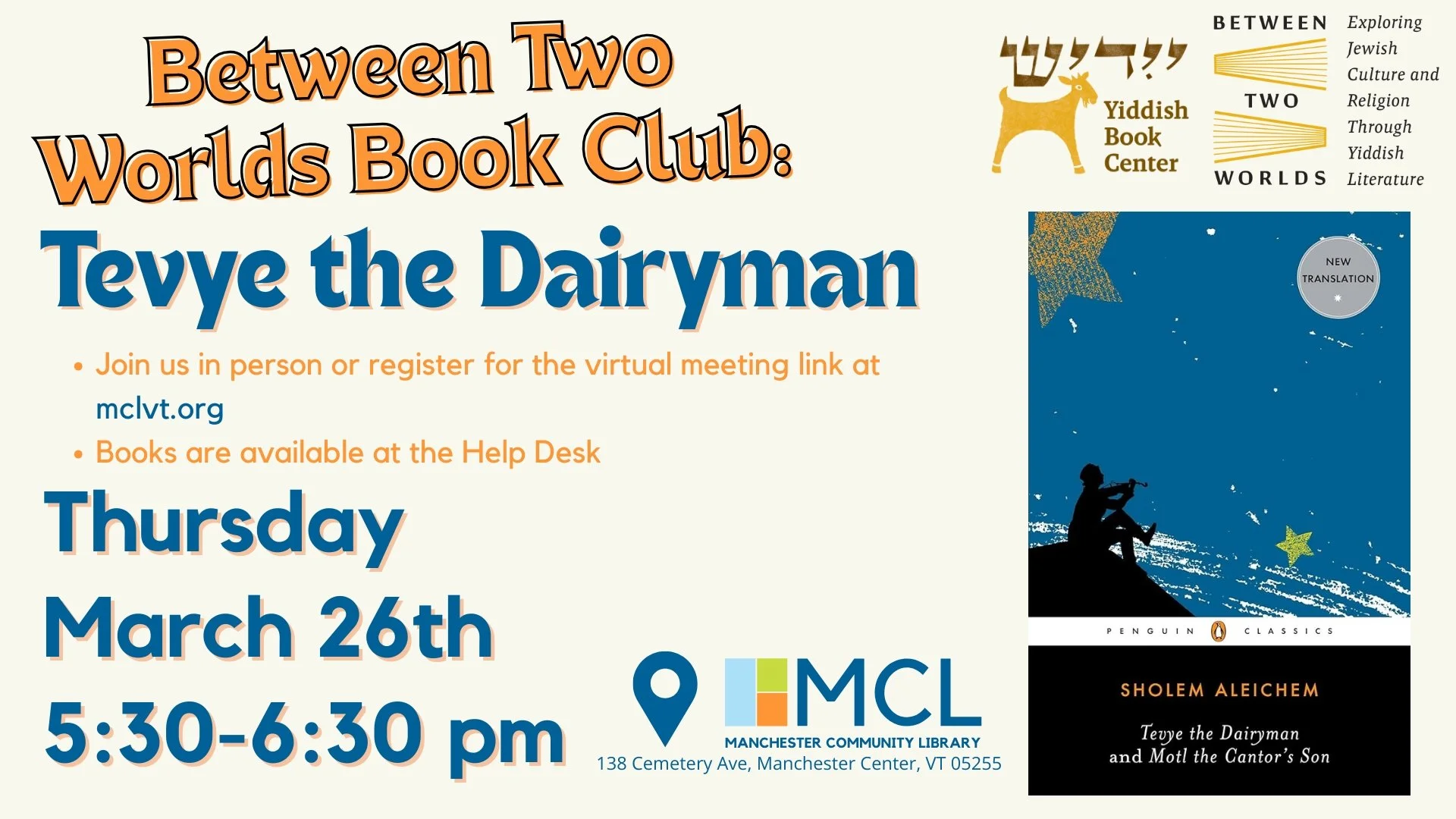 Between Two Worlds Book Discussion: Tevye the Dairyman