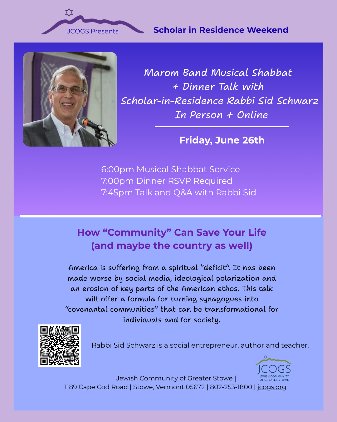 Musical Shabbat with Rabbi Sid Schwartz + Marom Band