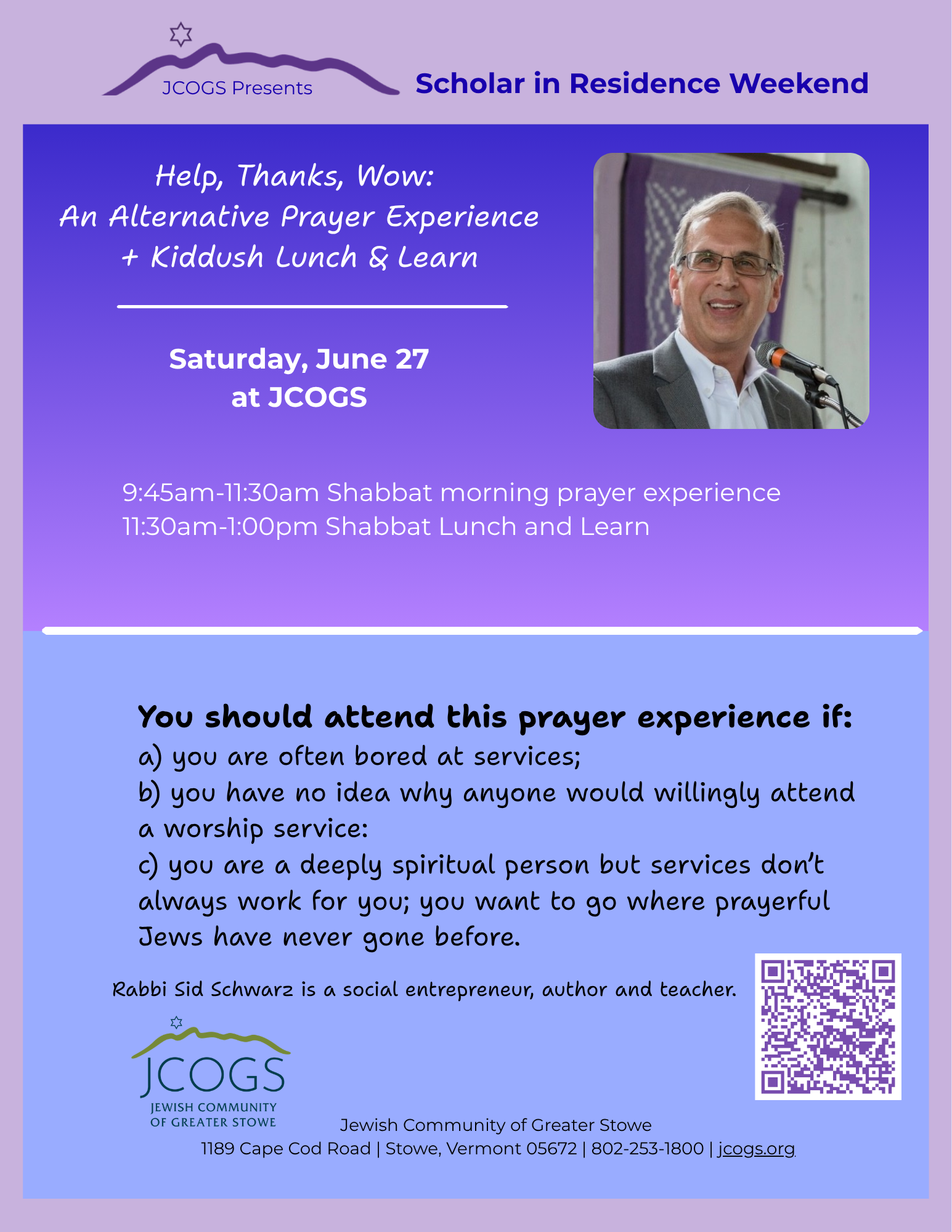 Help, Thanks, Wow - Shabbat Morning with Rabbi Sid Schwartz