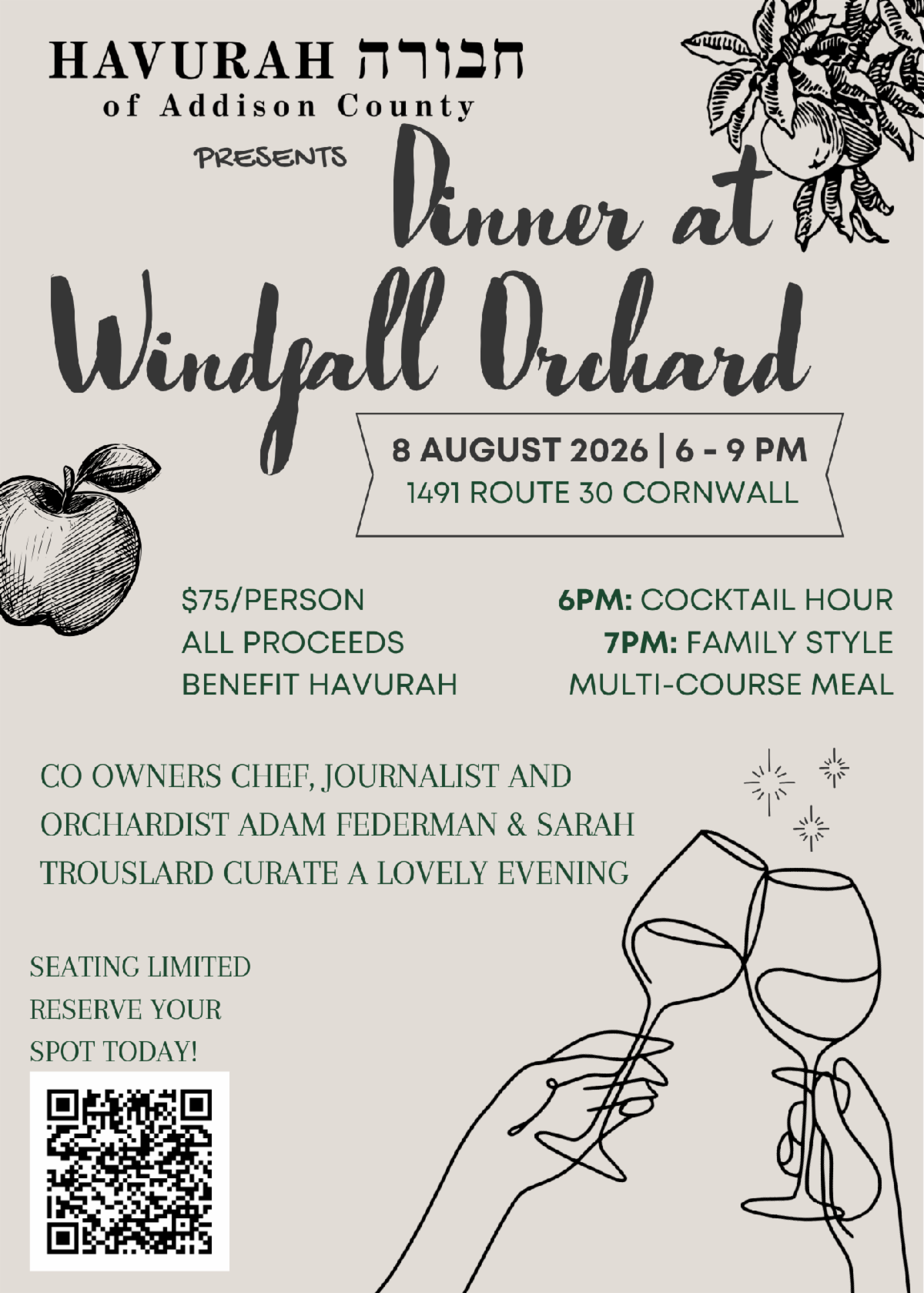 Dinner at Windfall Orchard with Havurah of Addison