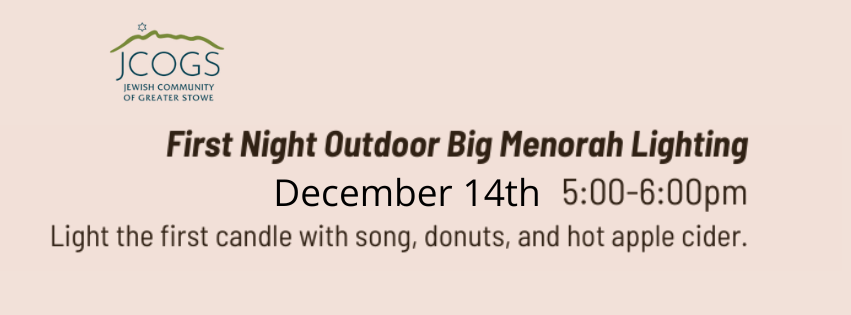 Community Lighting of JCOGS Big Outdoor Menorah + Sufganiyot/donuts