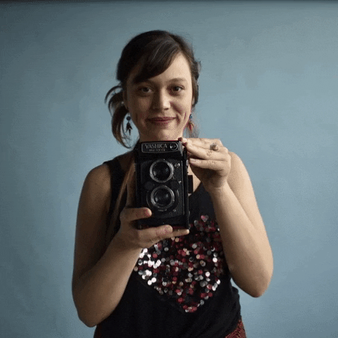 Roxi photographs with Yashica 124 G