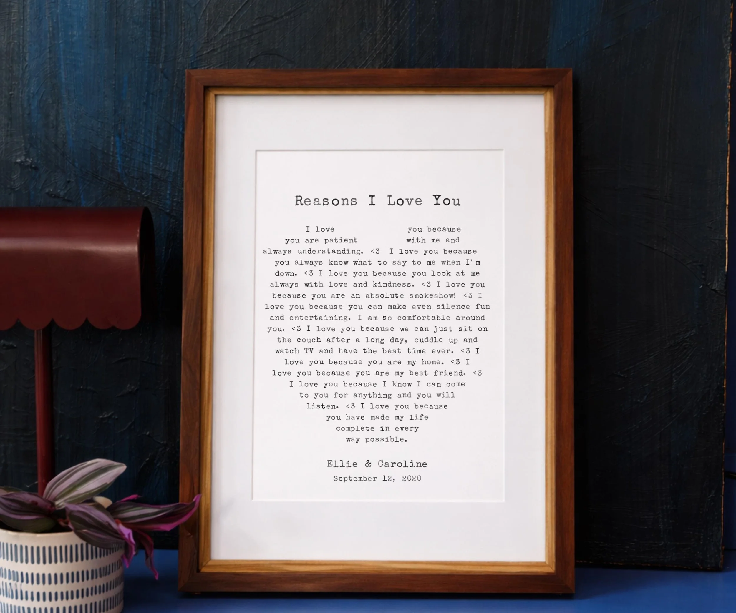 Personalized Reasons I Love You Heart Print - Framed 11x14 Anniversary Gift - photo 5