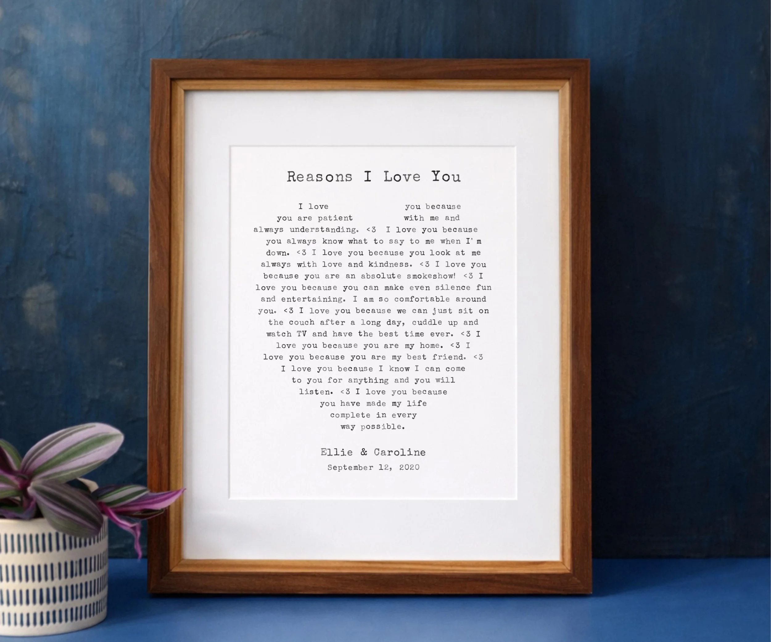 Personalized Reasons I Love You Heart Print - Framed 11x14 Anniversary Gift - photo 6