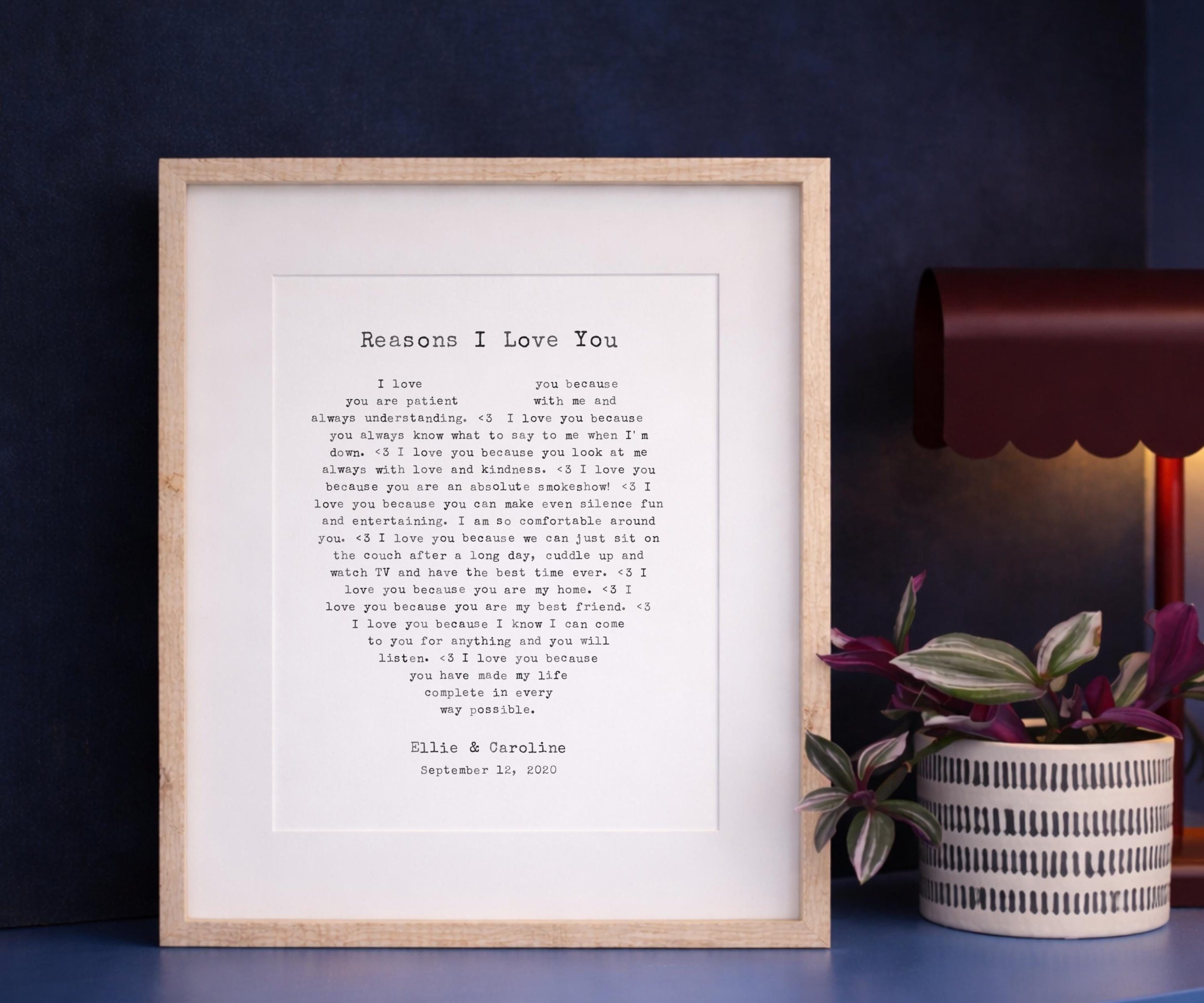 Personalized Reasons I Love You Heart Print - Framed 11x14 Anniversary Gift - photo 7