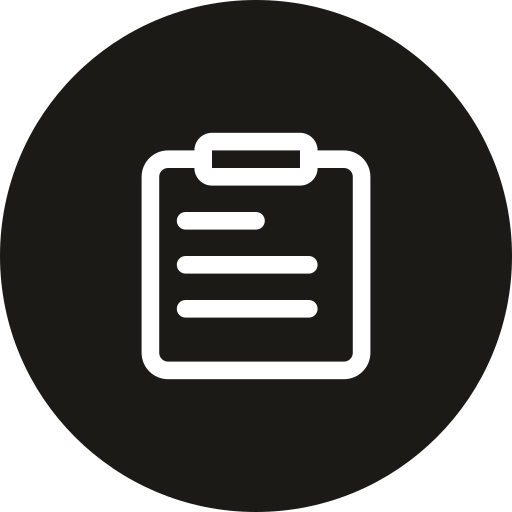 Icon of a clipboard with a checklist.