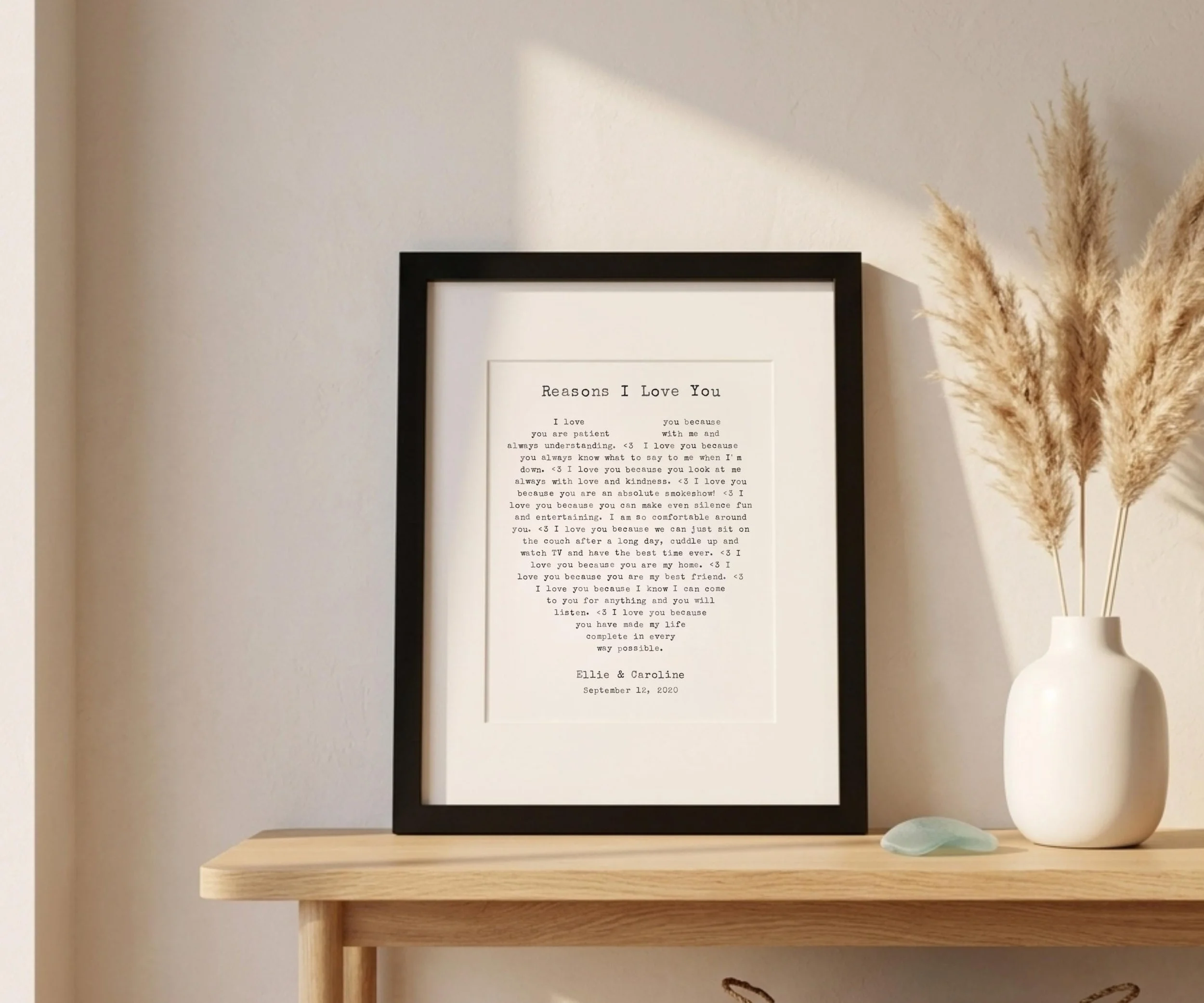 Personalized Reasons I Love You Heart Print - Framed 11x14 Anniversary Gift - photo 1