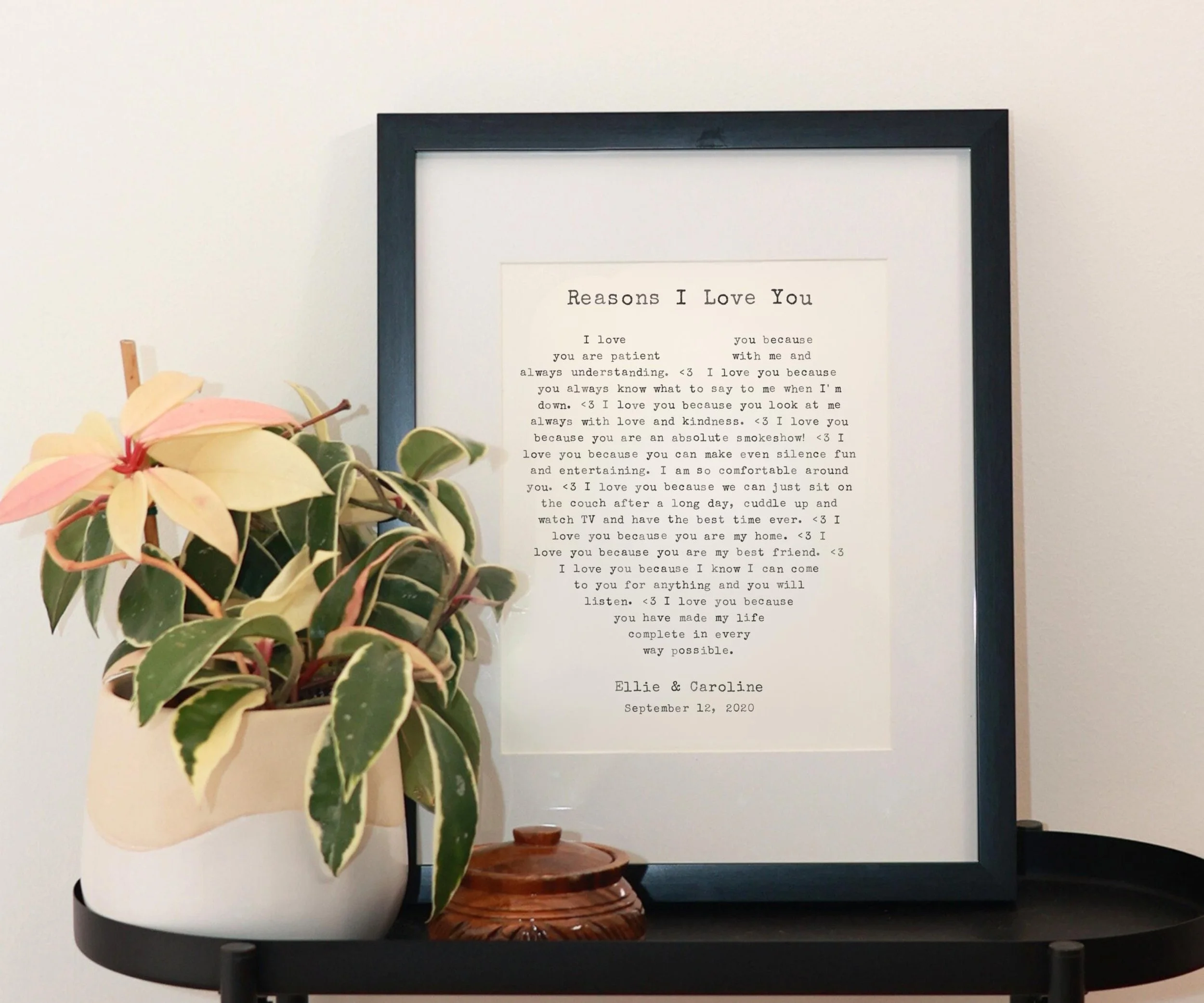 Personalized Reasons I Love You Heart Print - Framed 11x14 Anniversary Gift - photo 3