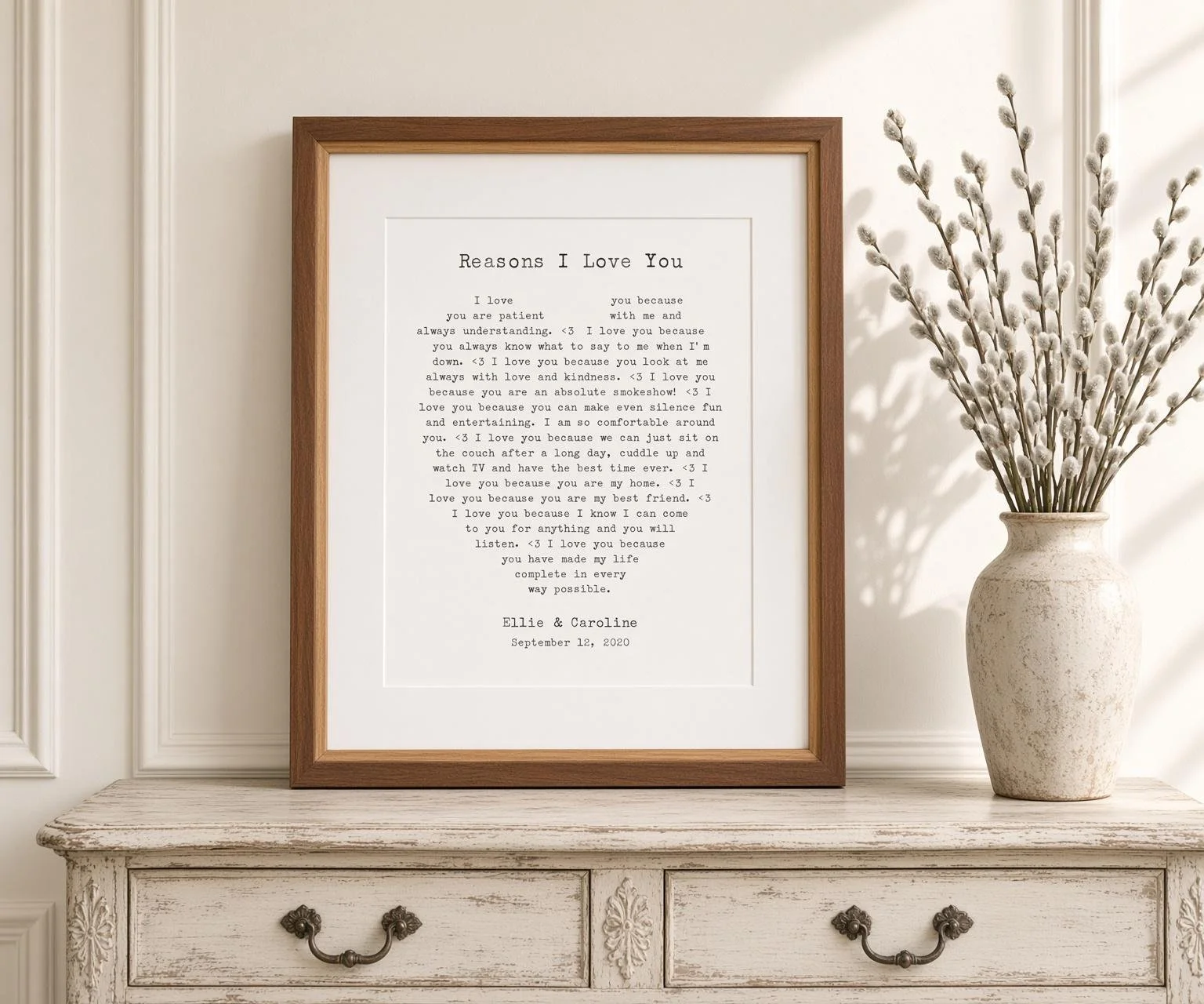 Personalized Reasons I Love You Heart Print - Framed 11x14 Anniversary Gift - photo 2