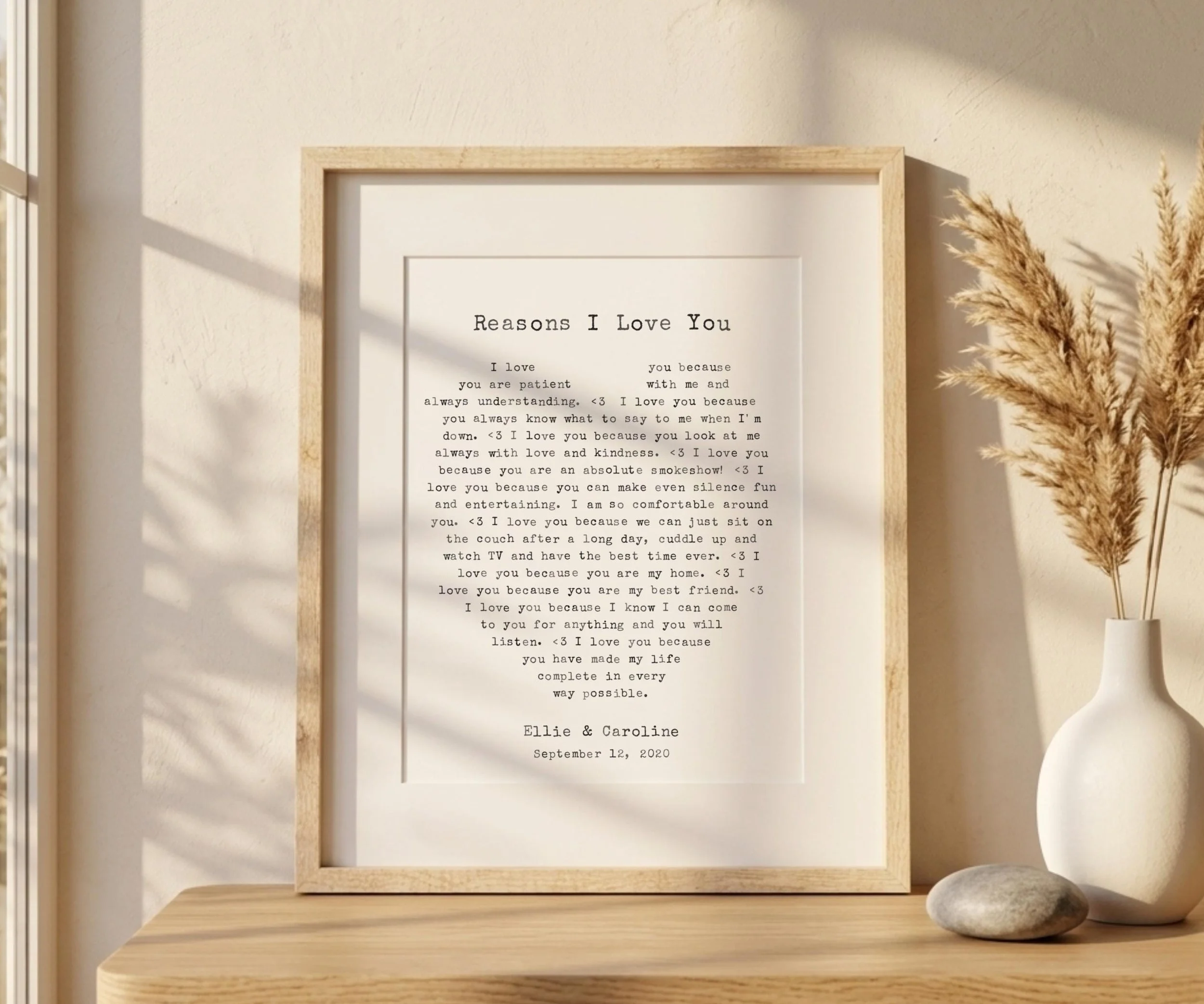 Personalized Reasons I Love You Heart Print - Framed 11x14 Anniversary Gift - photo 8