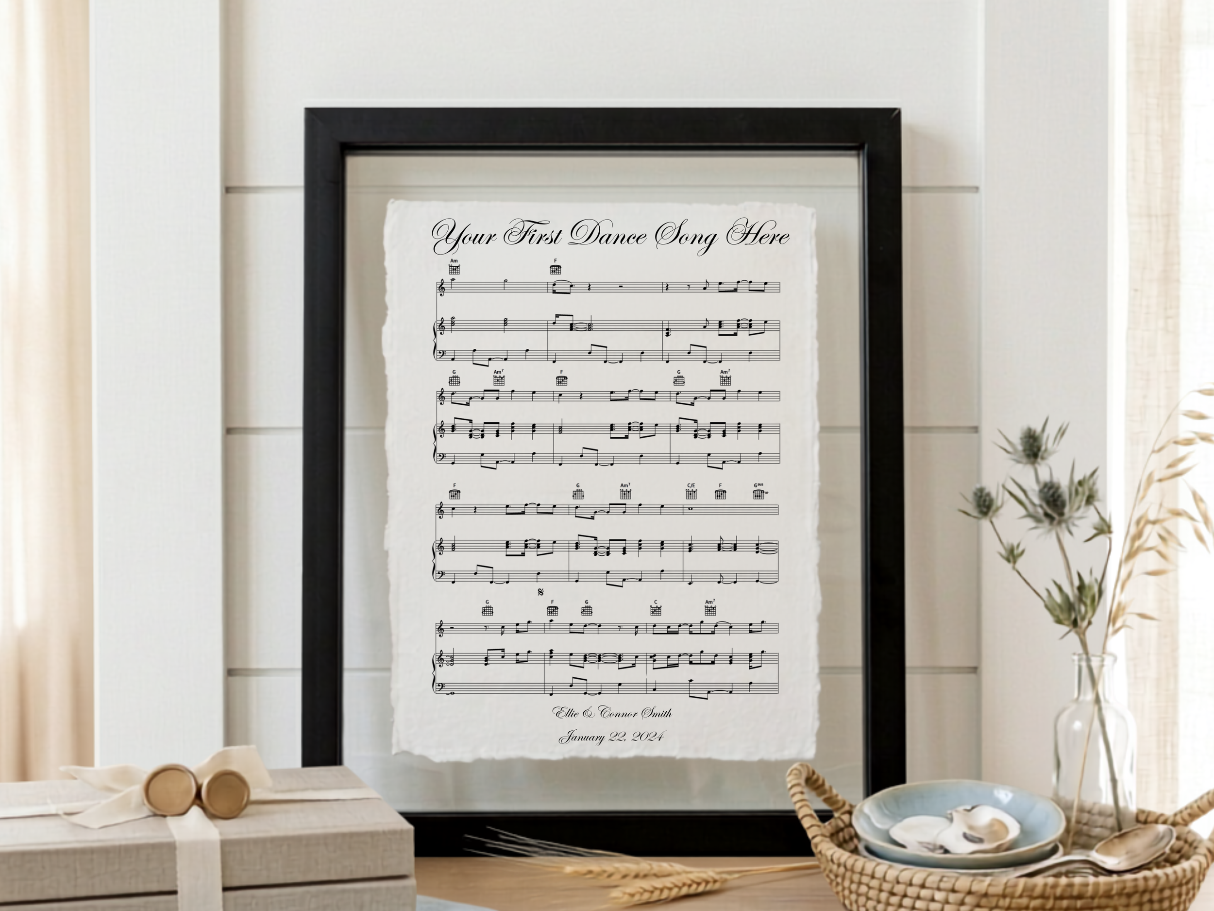 First dance sheet music keepsake print on handmade cotton paper with deckled edges