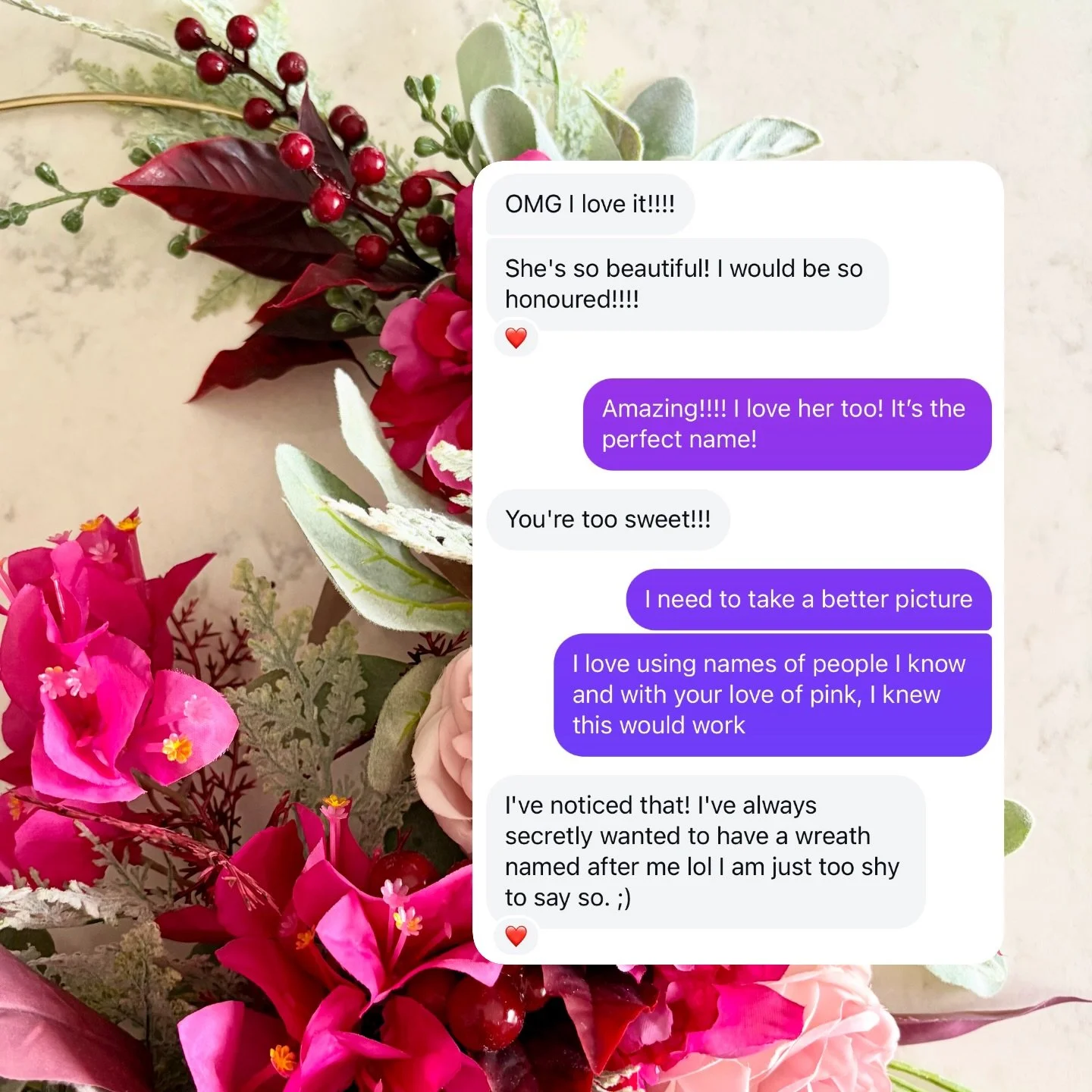 Story Time

A few years ago, I started giving names to my wreaths.

At first, it was simply practical. If someone ordered a custom piece and another person later requested something similar, I&rsquo;d refer to it by the original client&rsquo;s name. 