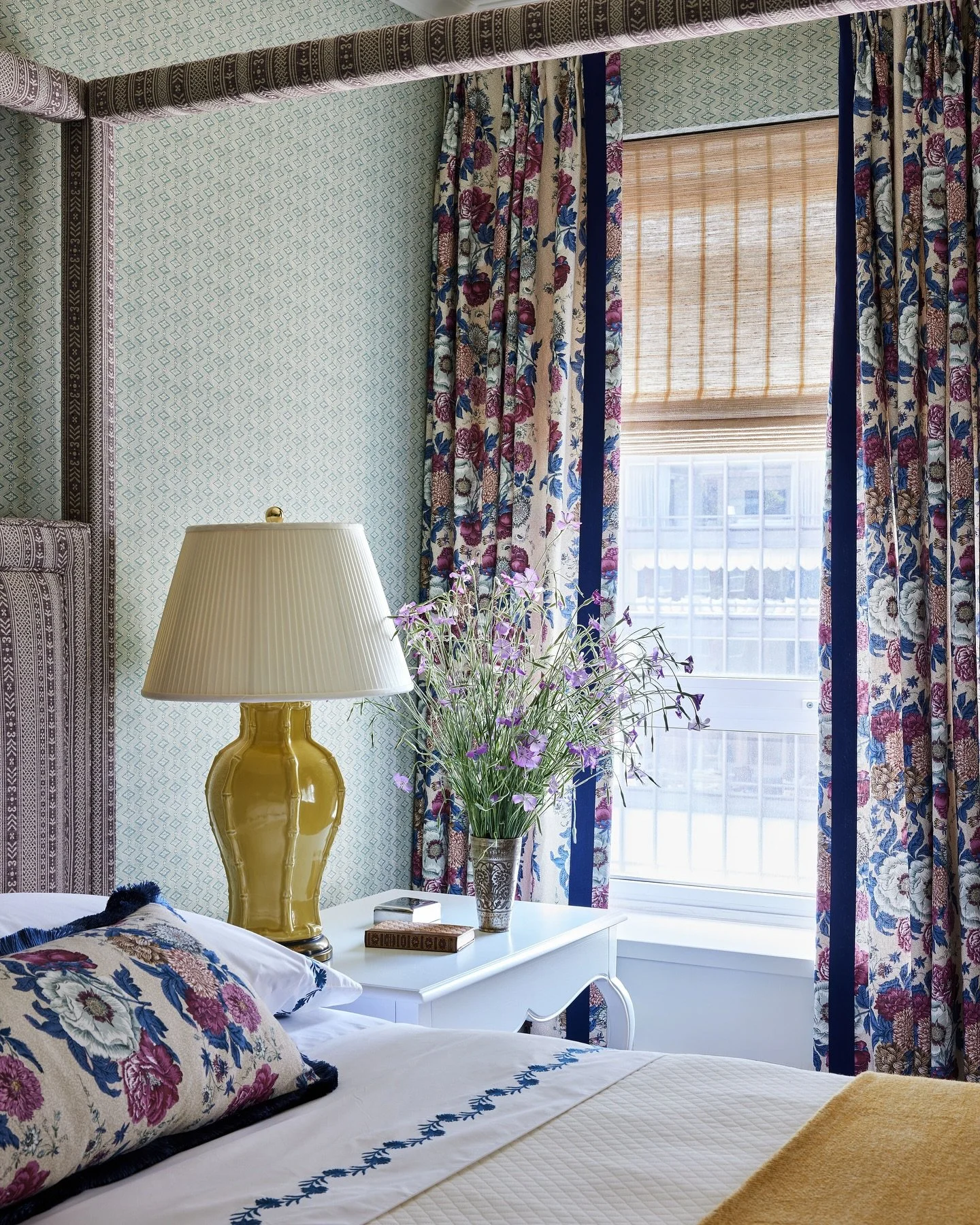 It was tough leaving my cool, dark bedroom this morning. It&rsquo;s going to be a hot one! 
PS I had the fabric applied face down on this bed because the color on the back was more saturated.
📷 @kirstenrfrancis 
Styling @anthony_amiano