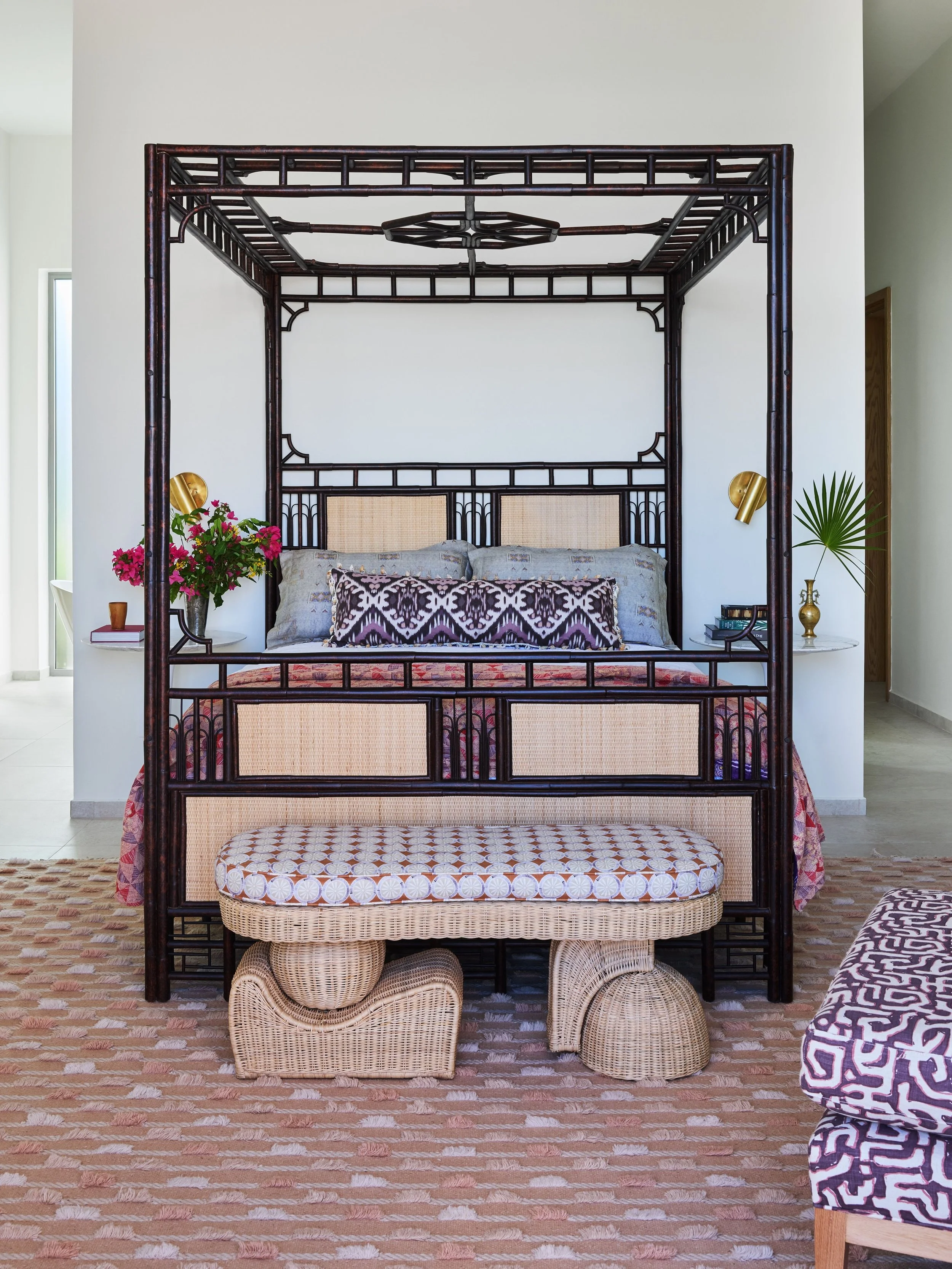 In the junior suite, we wanted a four poster bamboo bed but couldn&rsquo;t find just the right thing. @redeggfurniture agreed to design and make this custom one and it came out perfectly! And what a view from it too!
📷 @kirstenrfrancis 
🌺 @anthony_