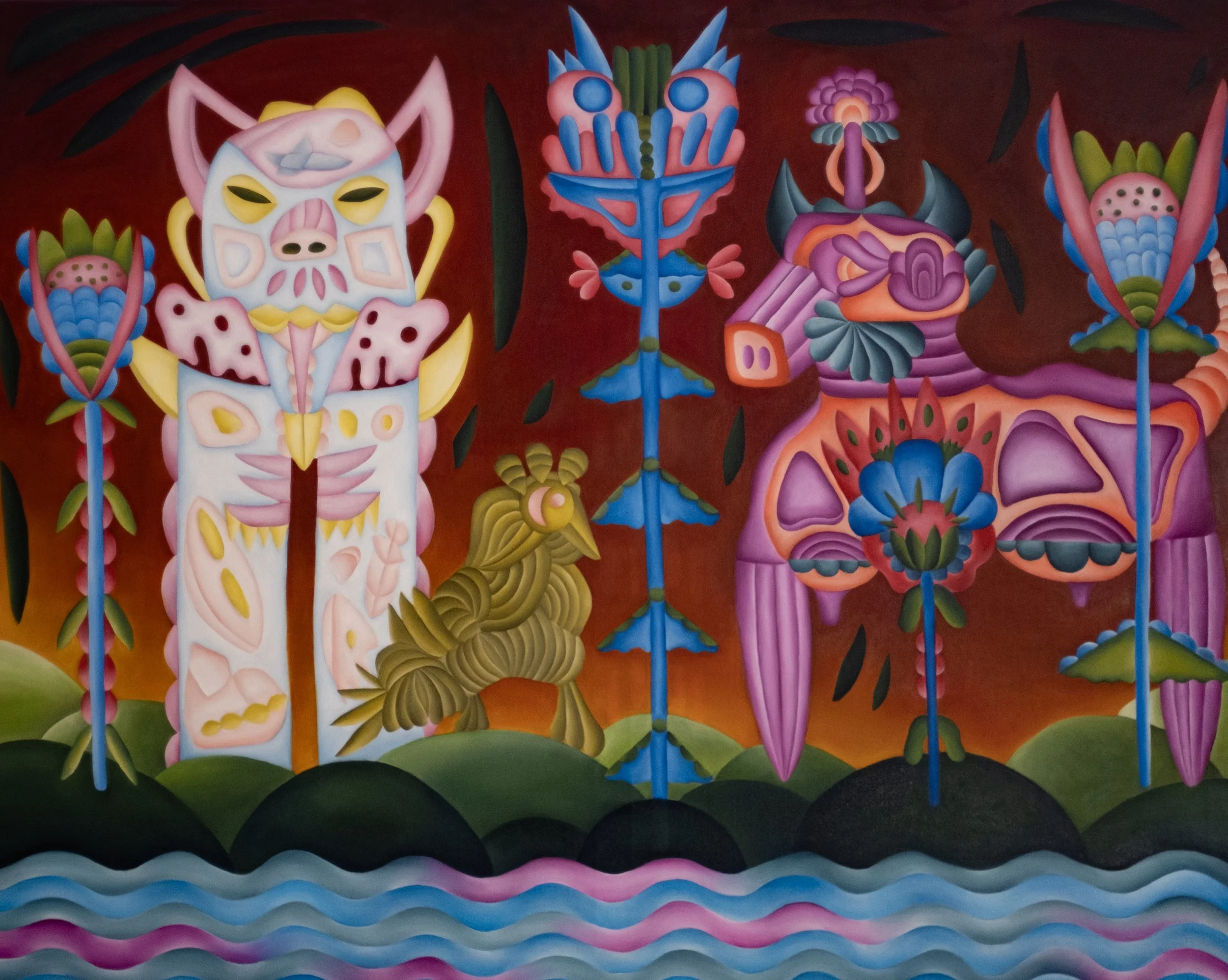 An Ocean Tumbles by and The Gords Freeze in Delight, oil on canvas 150 x 120 cm, 2025