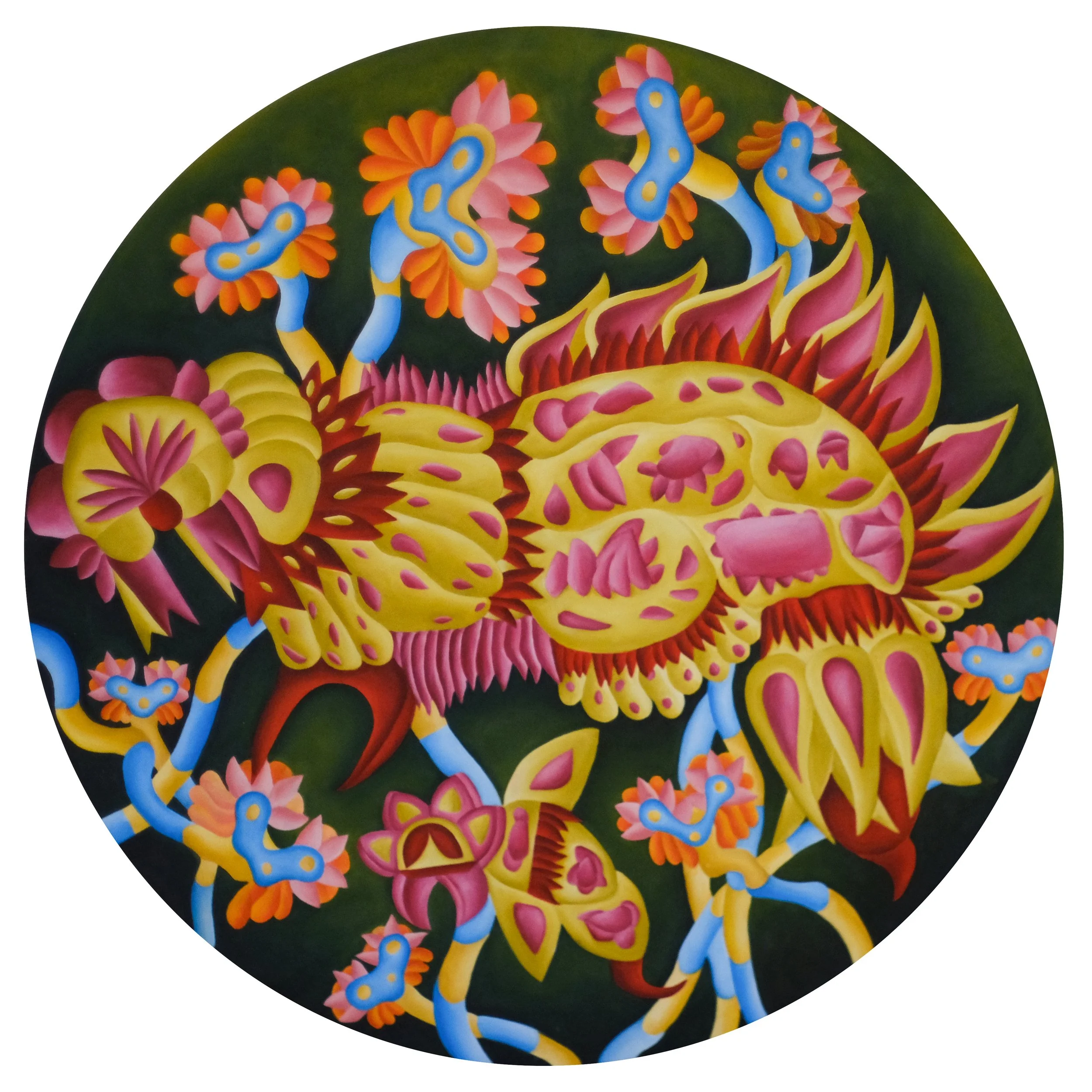 Idalia Learns to Forage, oil on canvas, 60 diametre, 2025