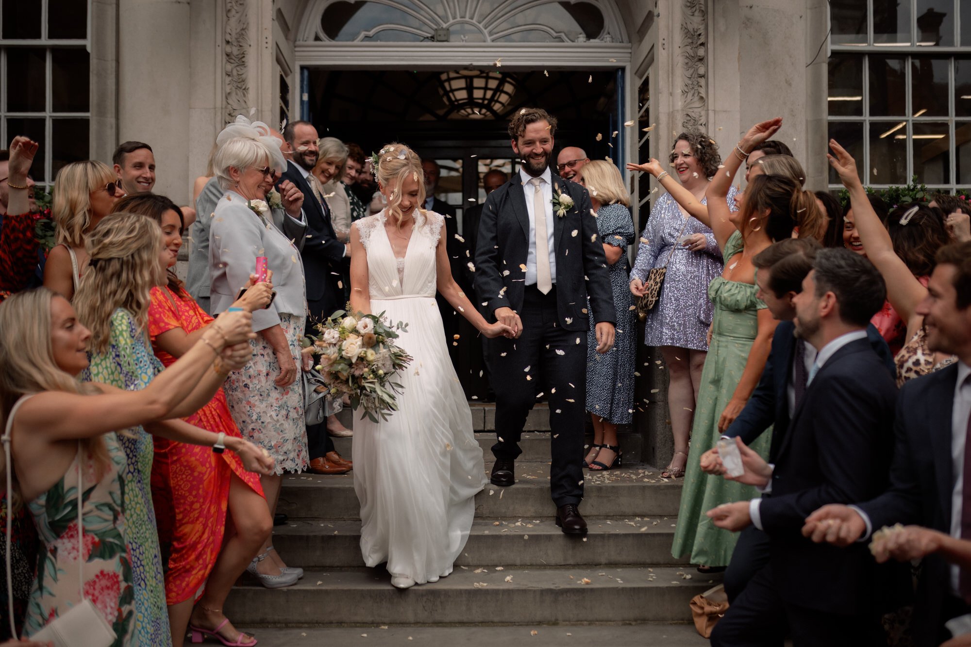 Confetti after wedding at Chelsea Old Town Hall, London
