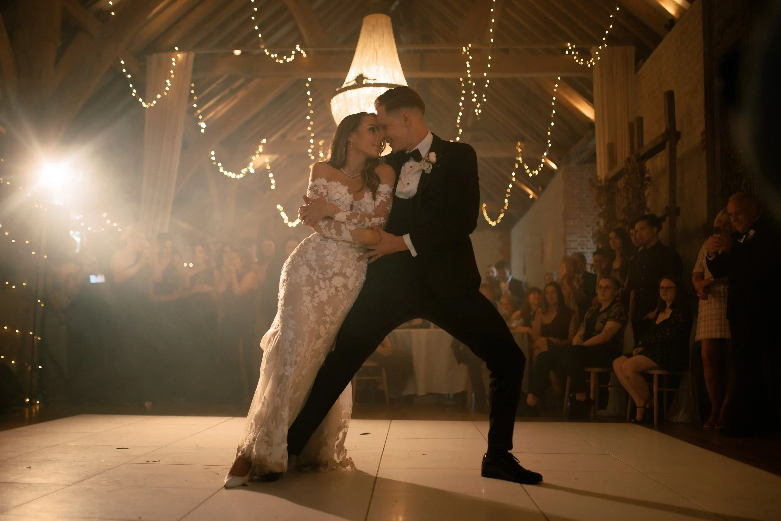 Newly weds take their first dance
