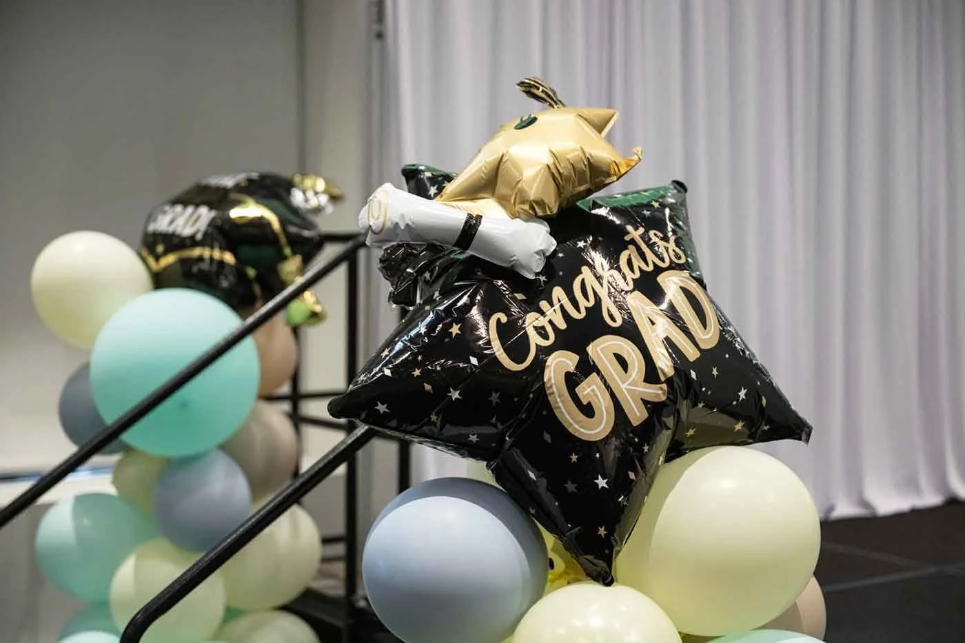 A collection of graduation balloons at the GYO-IL Chicago/Lake County Graduation Celebration.